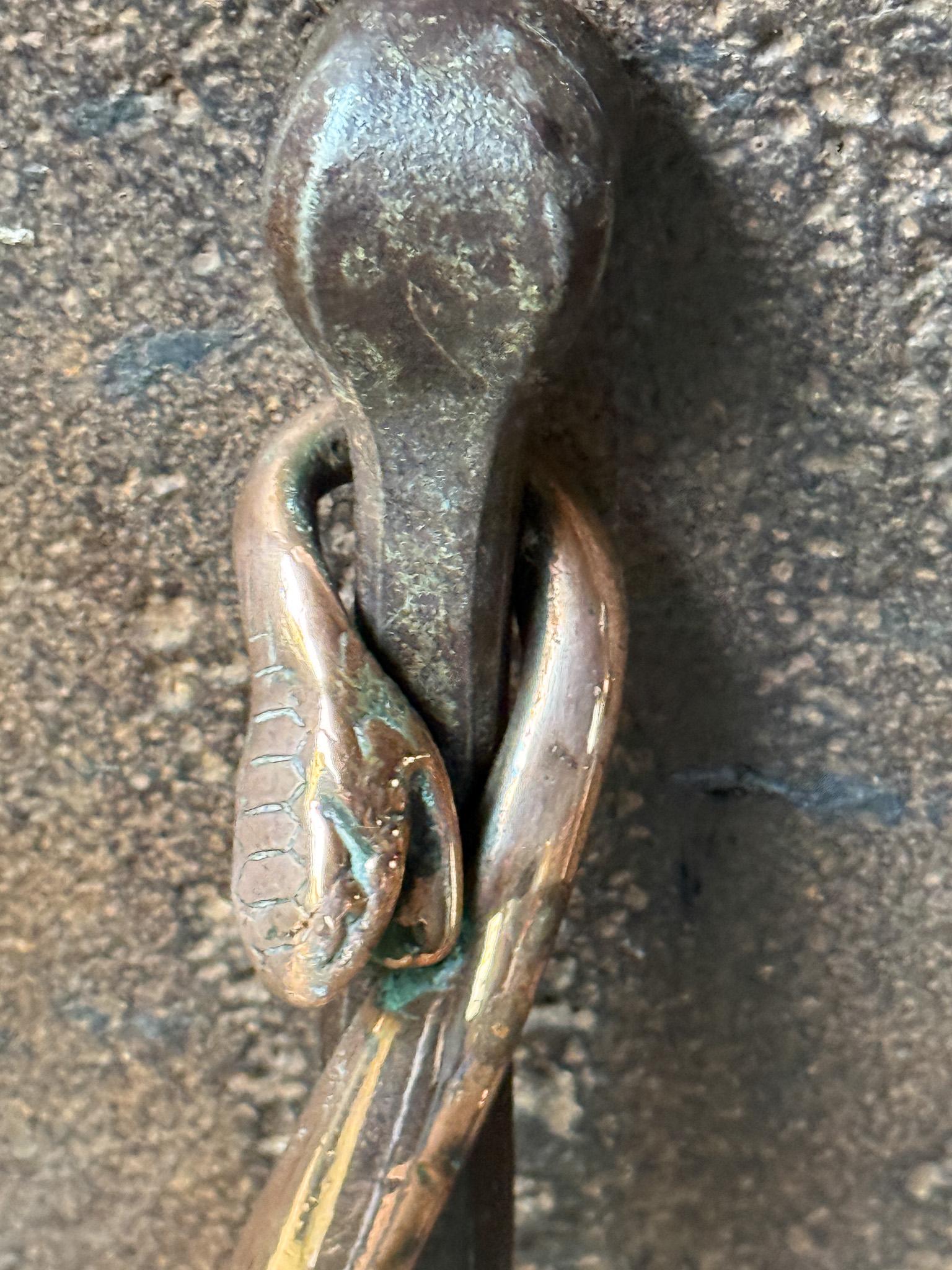 Copper Exceptional Dutch Art Nouveau Fireplace Tools For Sale