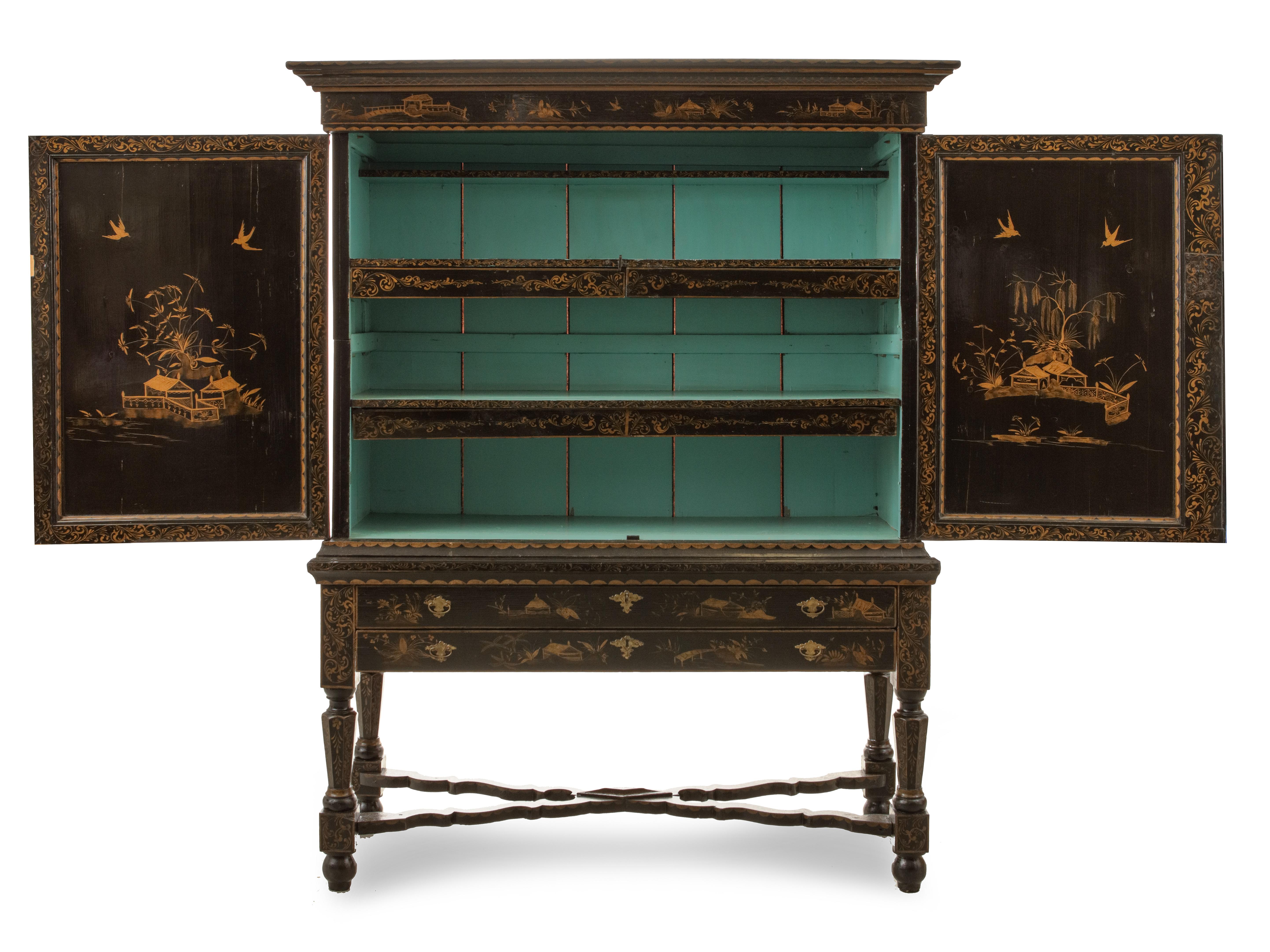 late 17th century chinoiserie cabinet on stand