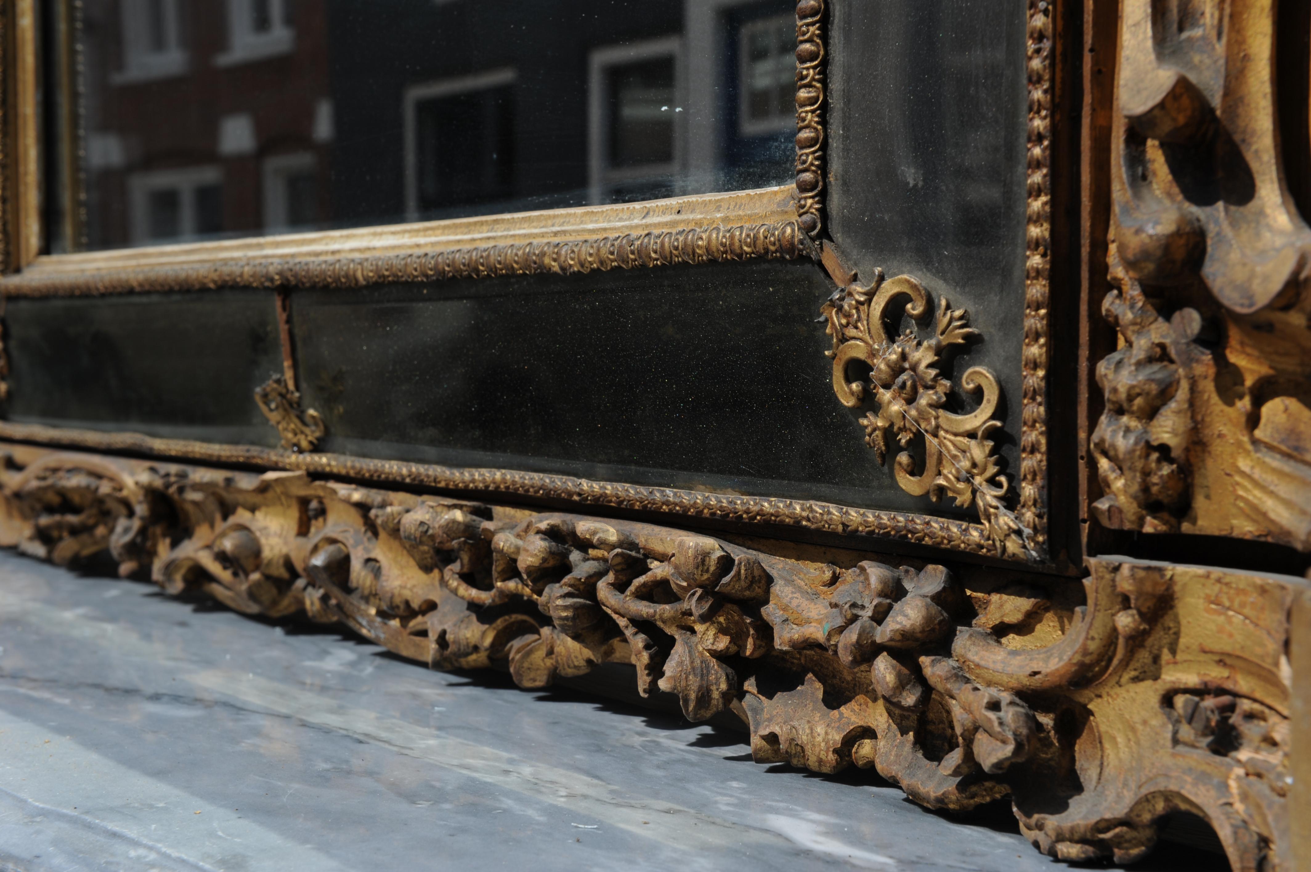 Exceptional Dutch Rococo Fireplace Mantel with Original Trumeau For Sale 12