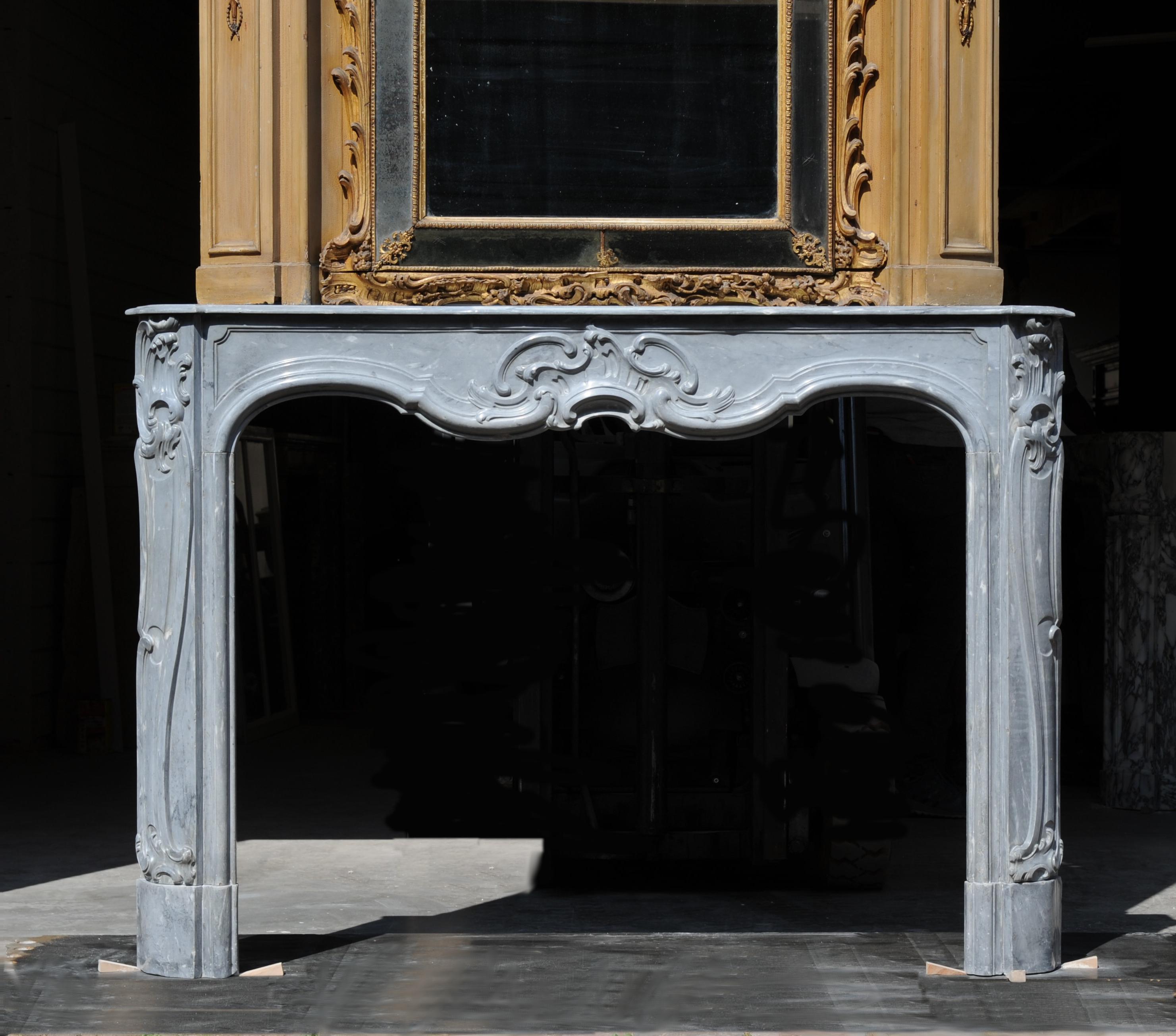 Carved Exceptional Dutch Rococo Fireplace Mantel with Original Trumeau For Sale