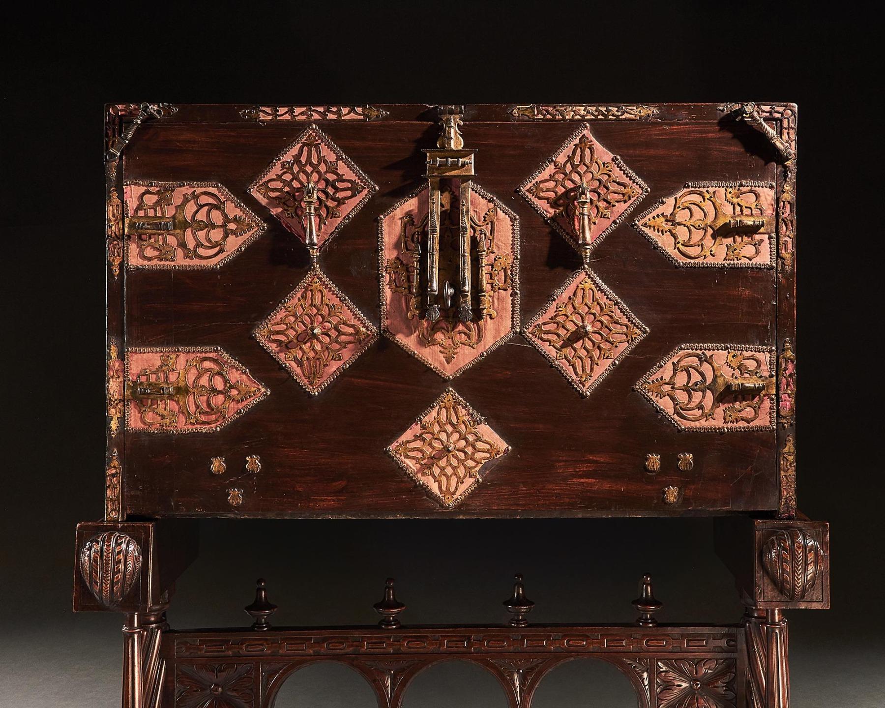 Exceptional Early 17th Century Spanish Walnut Vargueno Desk on Stand For Sale 5