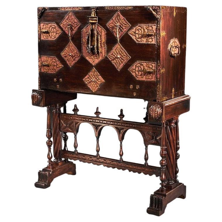 Exceptional Early 17th Century Spanish Walnut Vargueno Desk on Stand