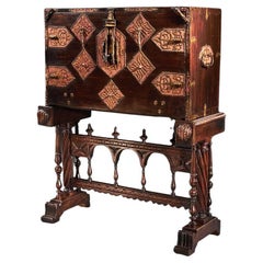 Used Exceptional Early 17th Century Spanish Walnut Vargueno Desk on Stand
