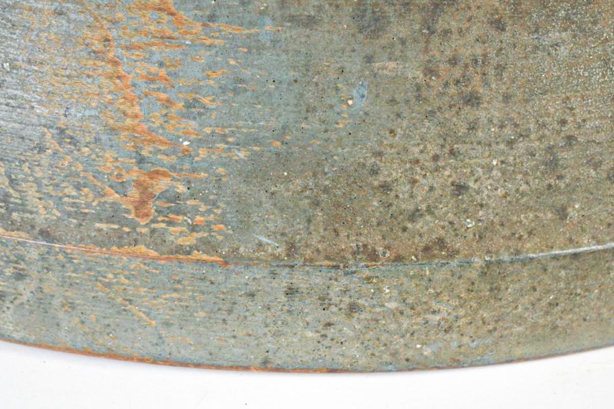 Exceptional Early 19th Century Blue Painted Chopping Bowl with Stitched Repairs For Sale 4