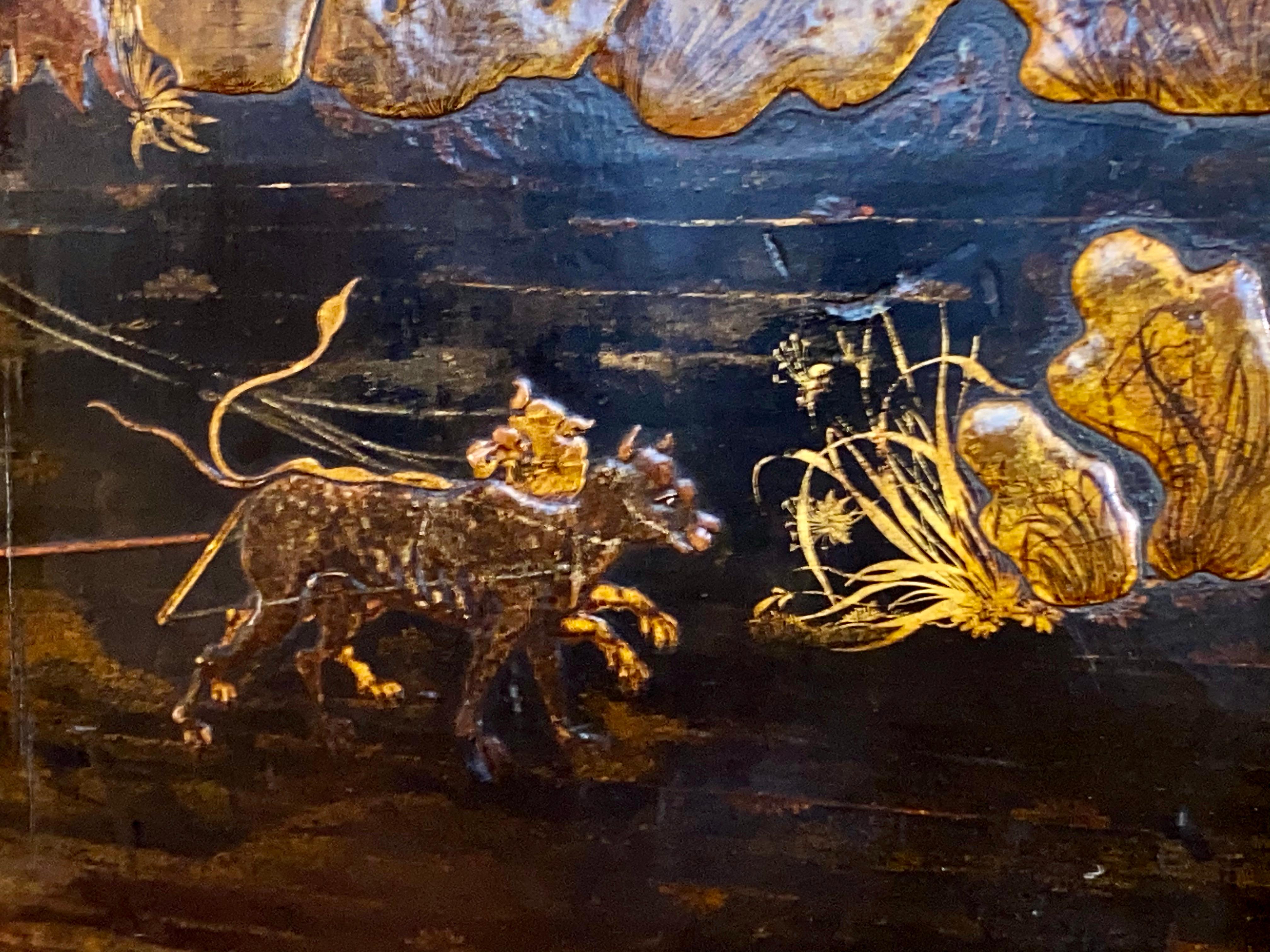 Exceptionnel Cabinet de laque Chinoiserie du début du 19ème siècle sur pied 6