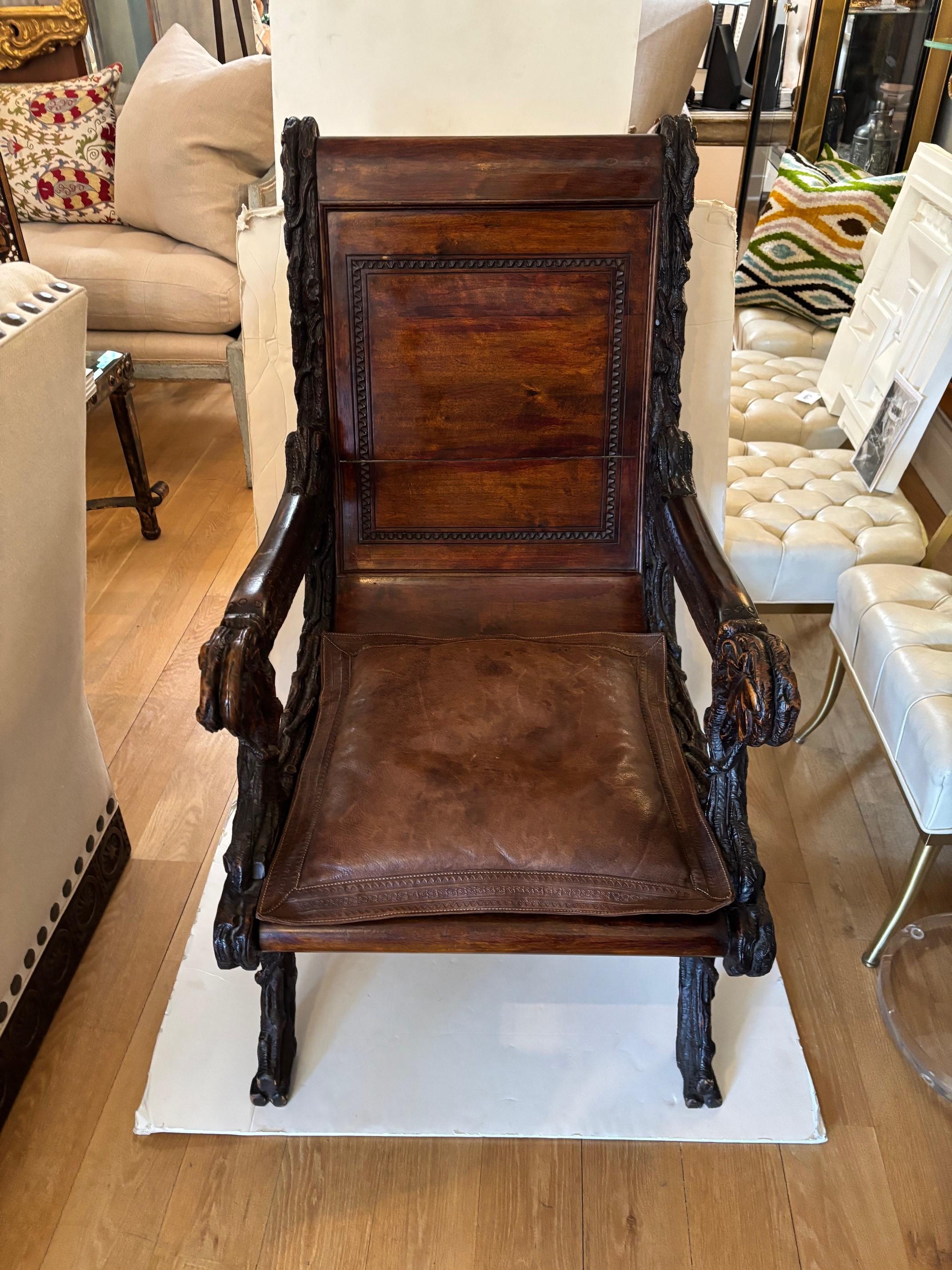 Exceptional Early 19th Century Dark Walnut Finished Irish Country Lounge Chair For Sale 7