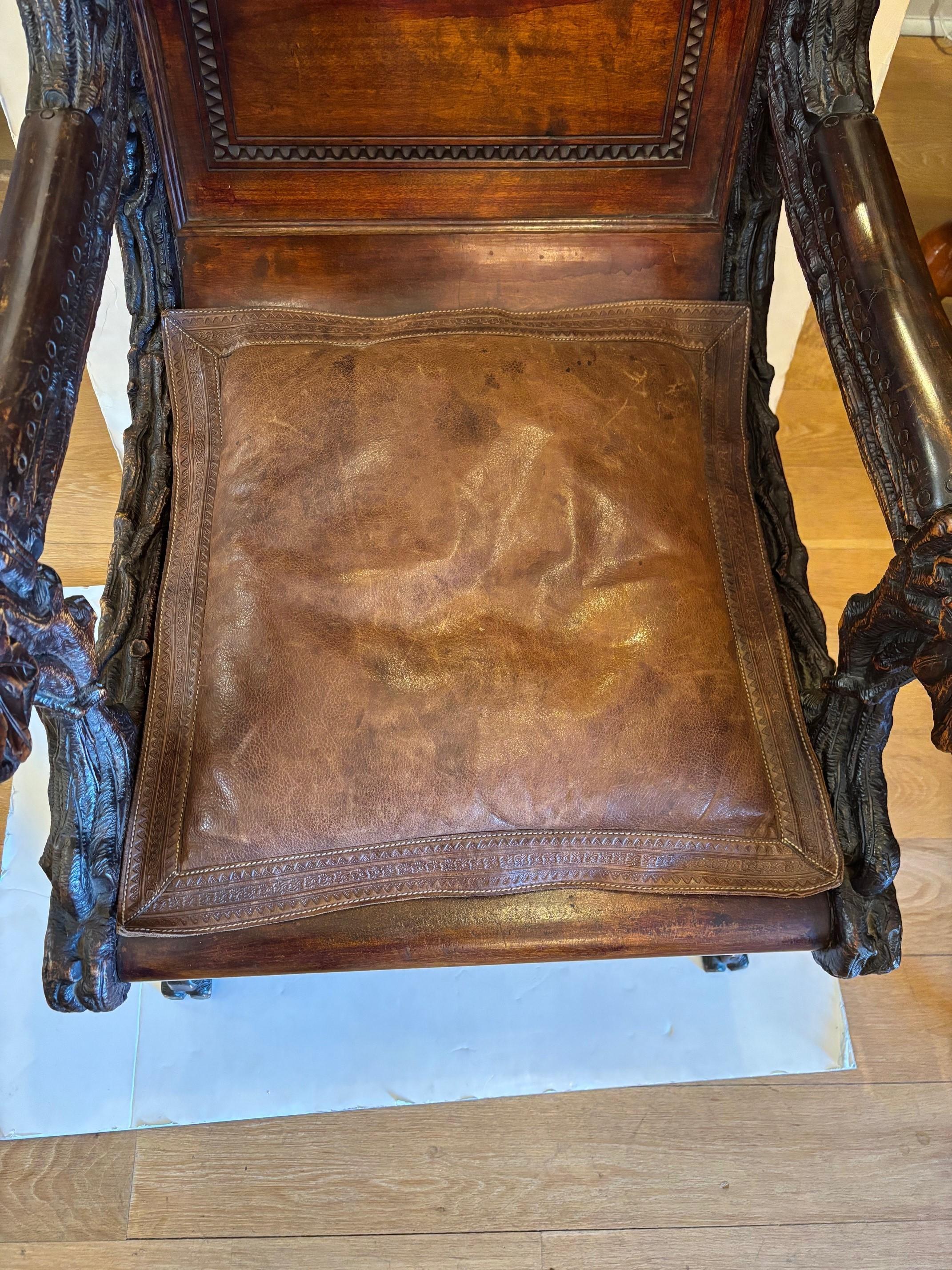 Exceptional Early 19th Century Dark Walnut Finished Irish Country Lounge Chair For Sale 1