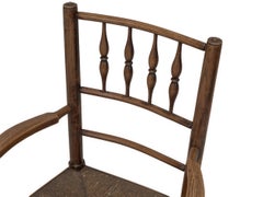 Exceptional Early 19th Century English Country Elm & Ash Rush-Seated Armchair