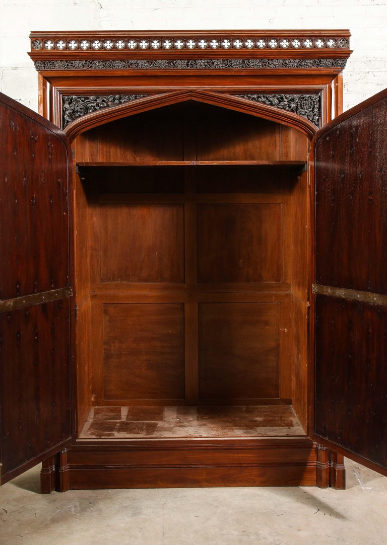 Exceptional Early 19th Century English Gothic Wardrobe in Mahogany For