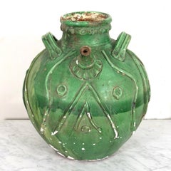 Exceptional Early 19th Century French Glazed Terracotta Walnut Oil Jug