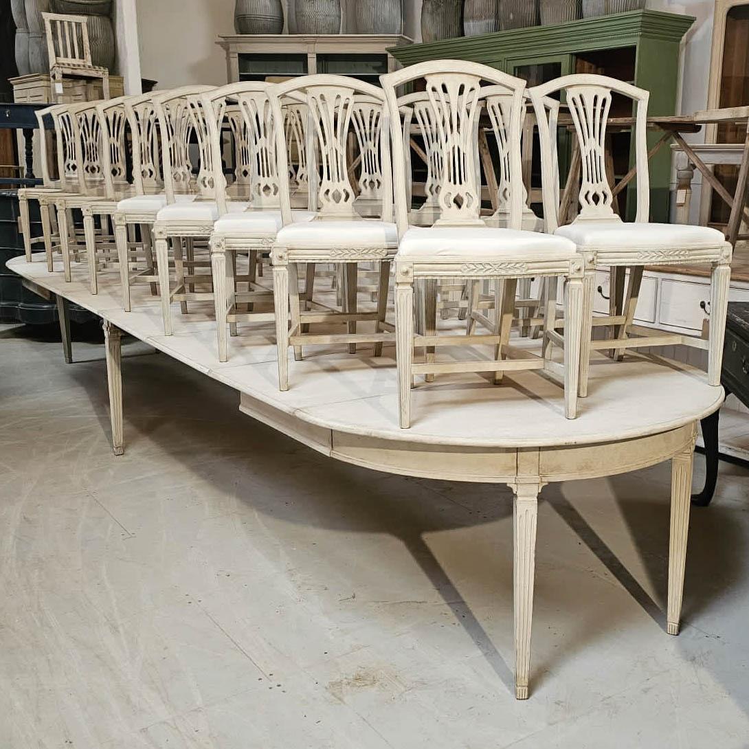 Exceptional Early 20th C Swedish Gustavian Style Dining Table and Chairs 2