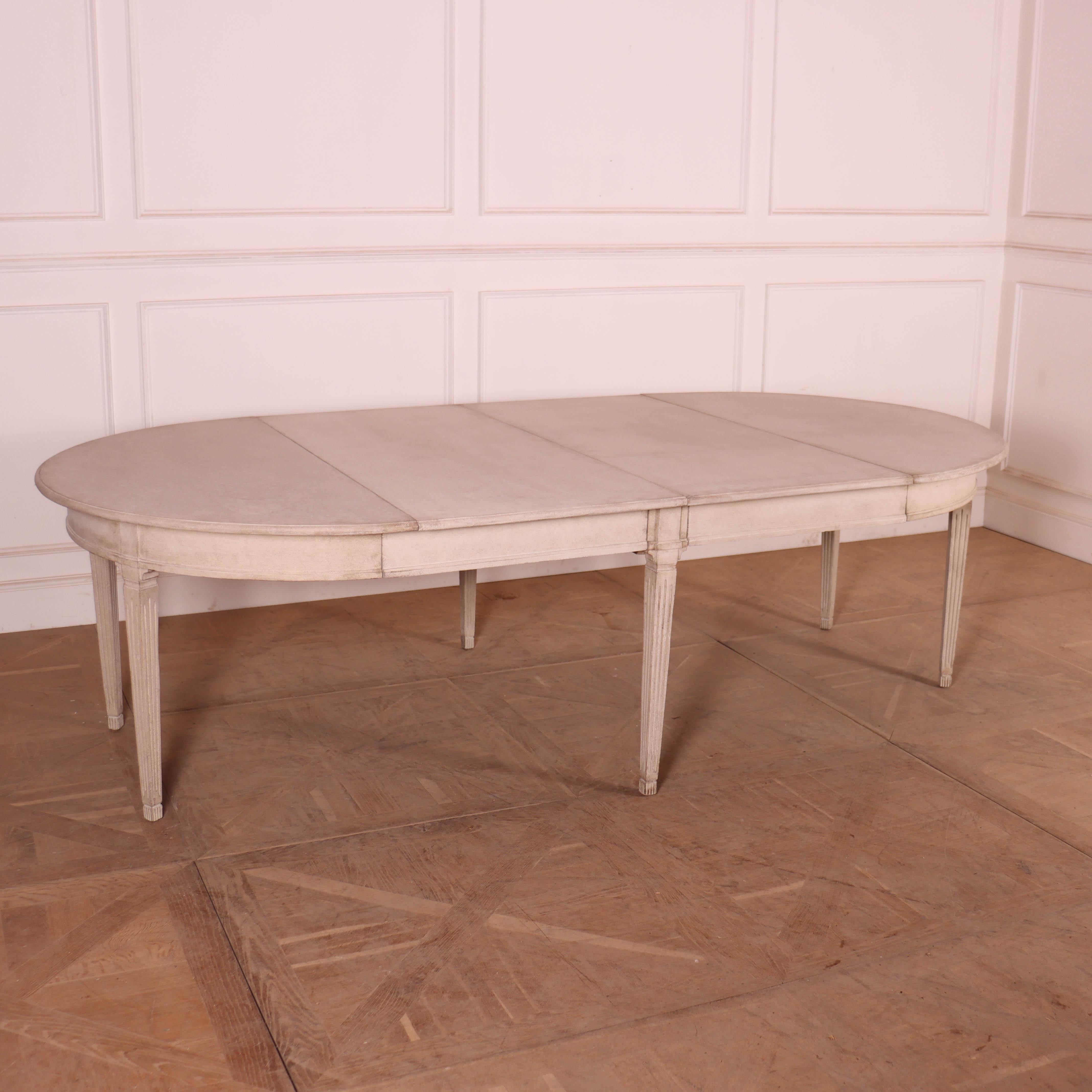 Hand-Painted Exceptional Early 20th C Swedish Gustavian Style Dining Table and Chairs