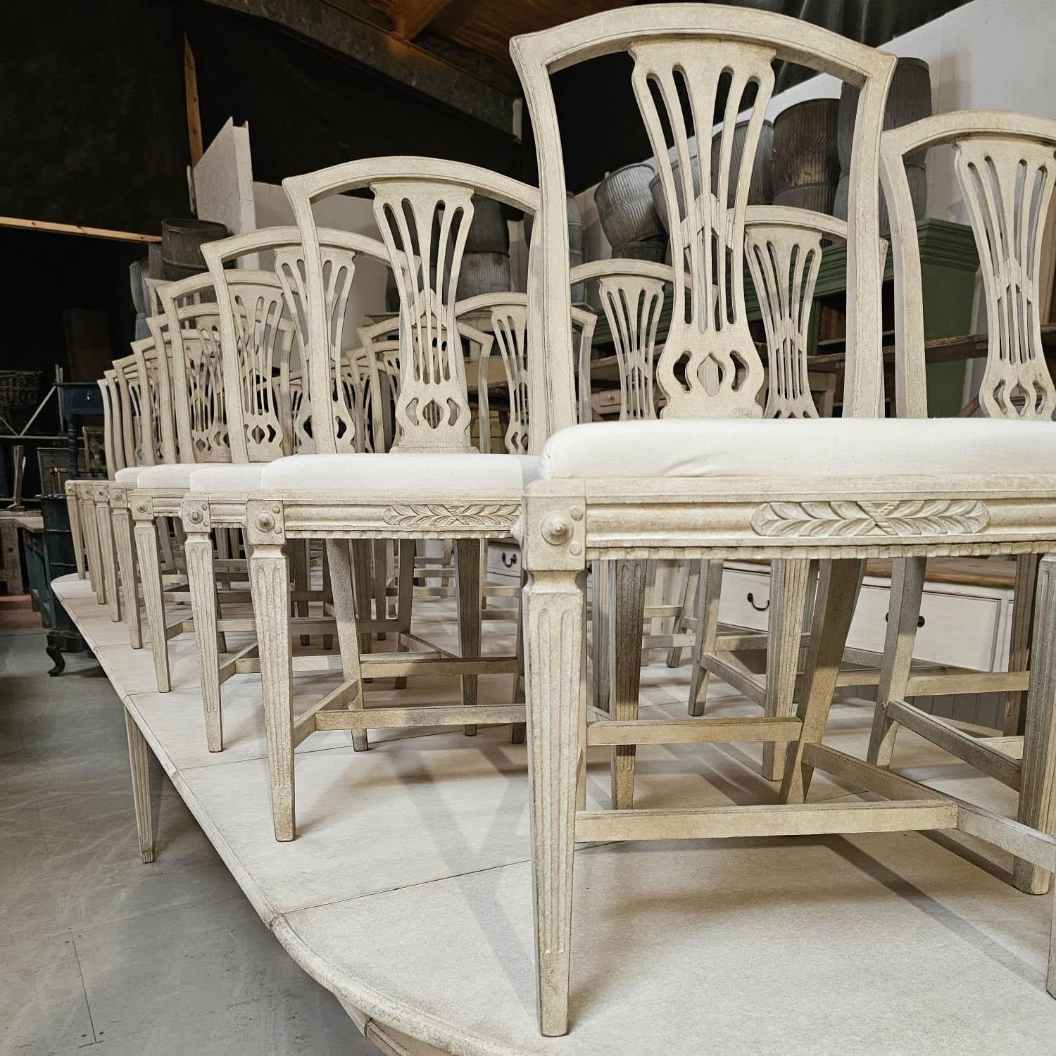 Exceptional Early 20th C Swedish Gustavian Style Dining Table and Chairs 1
