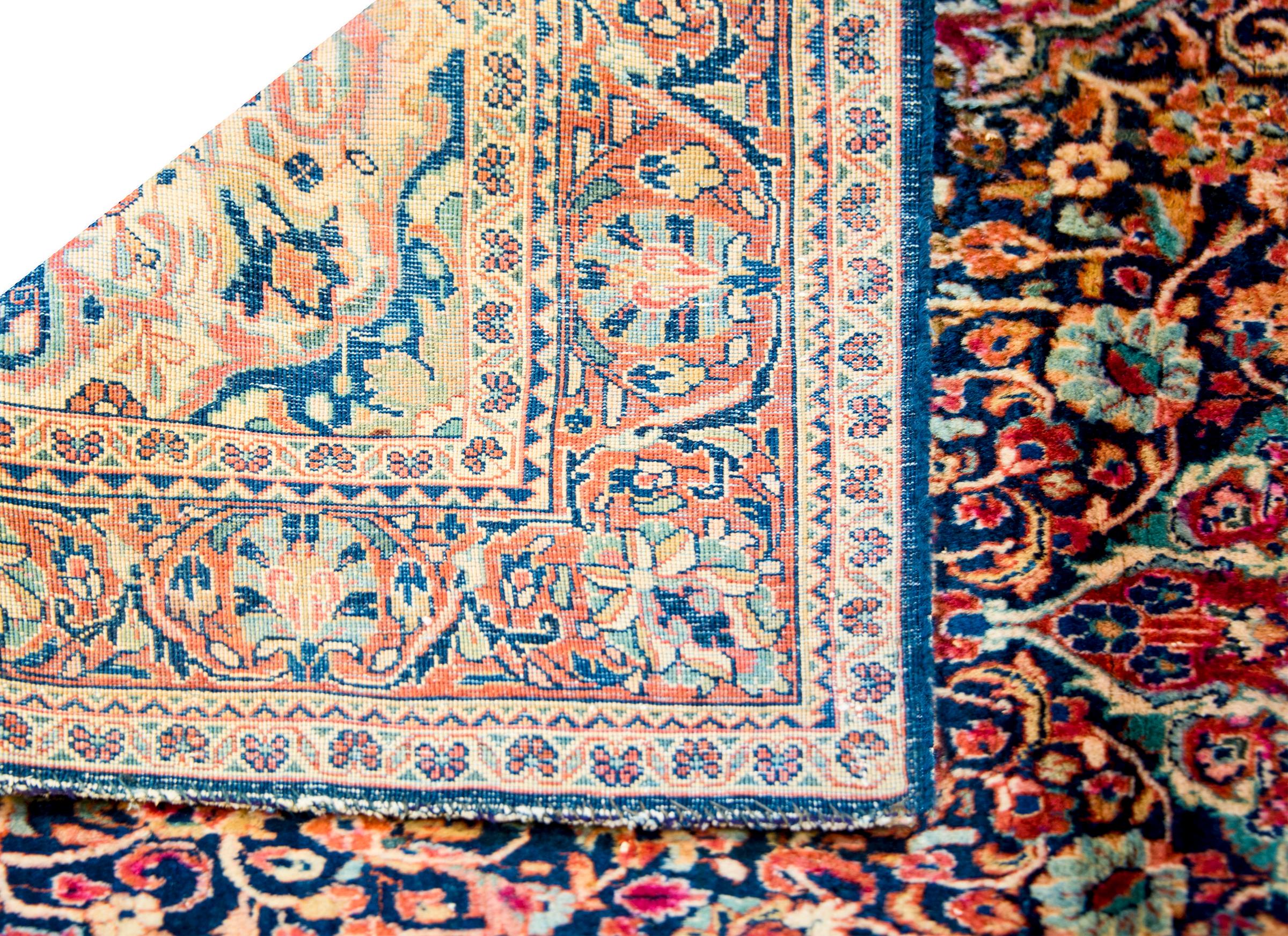 Wool Exceptional Early 20th Century Antique Kashan Rug For Sale