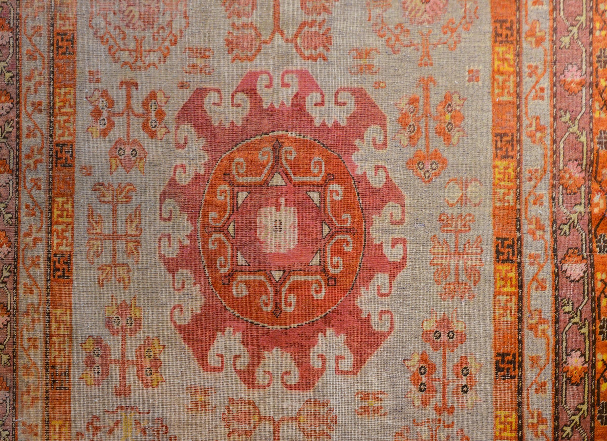 Vegetable Dyed Exceptional Early 20th Century Central Asian Samarghand Rug For Sale