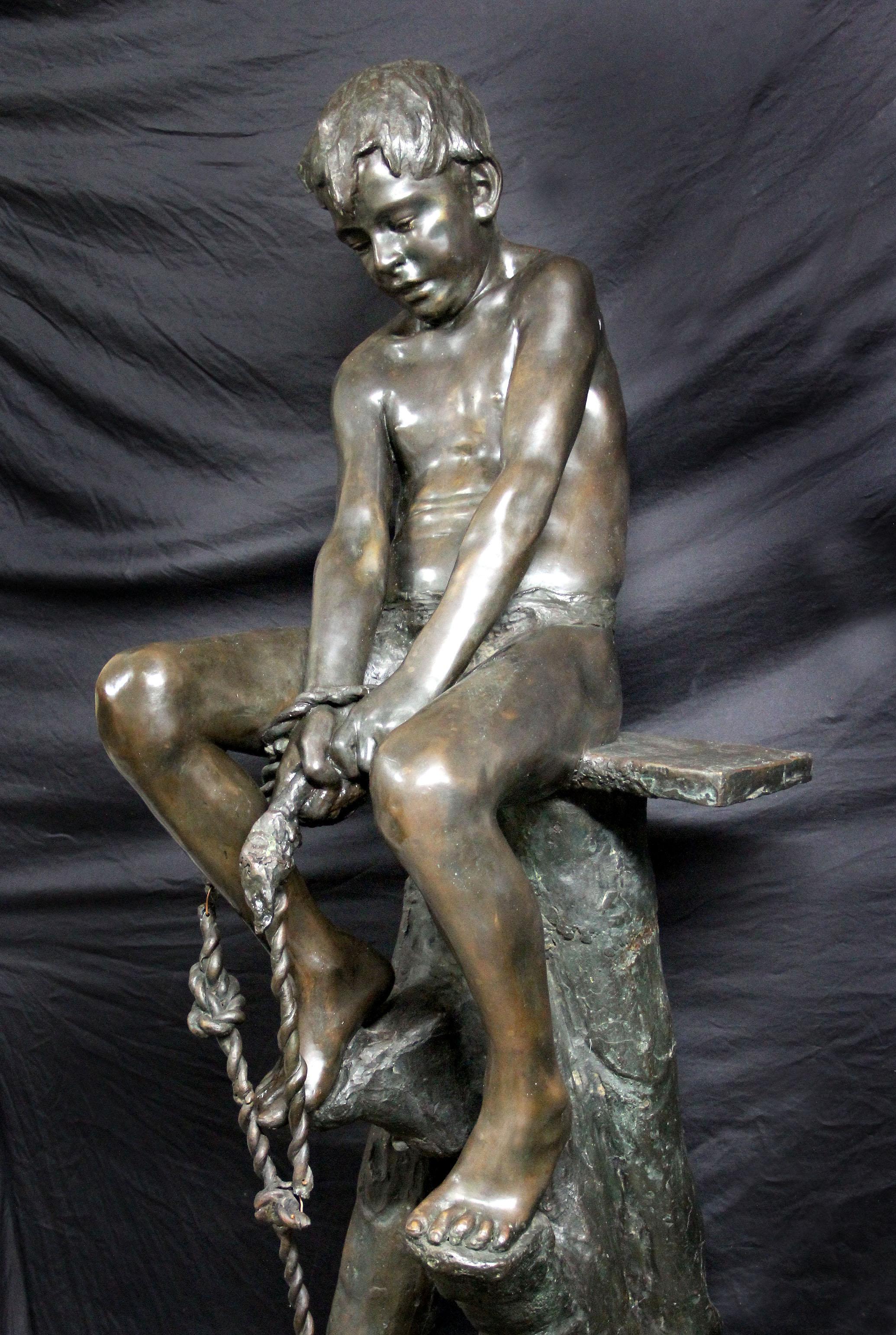 An exceptional early 20th century life size Italian bronze sculpture of a child fisher by Raffaele Marino
Item # 2628

Raffaele Marino

This is a very similar model that is in Largo Barbaja, Mergellina, Naples. Entitled “La Fontana del