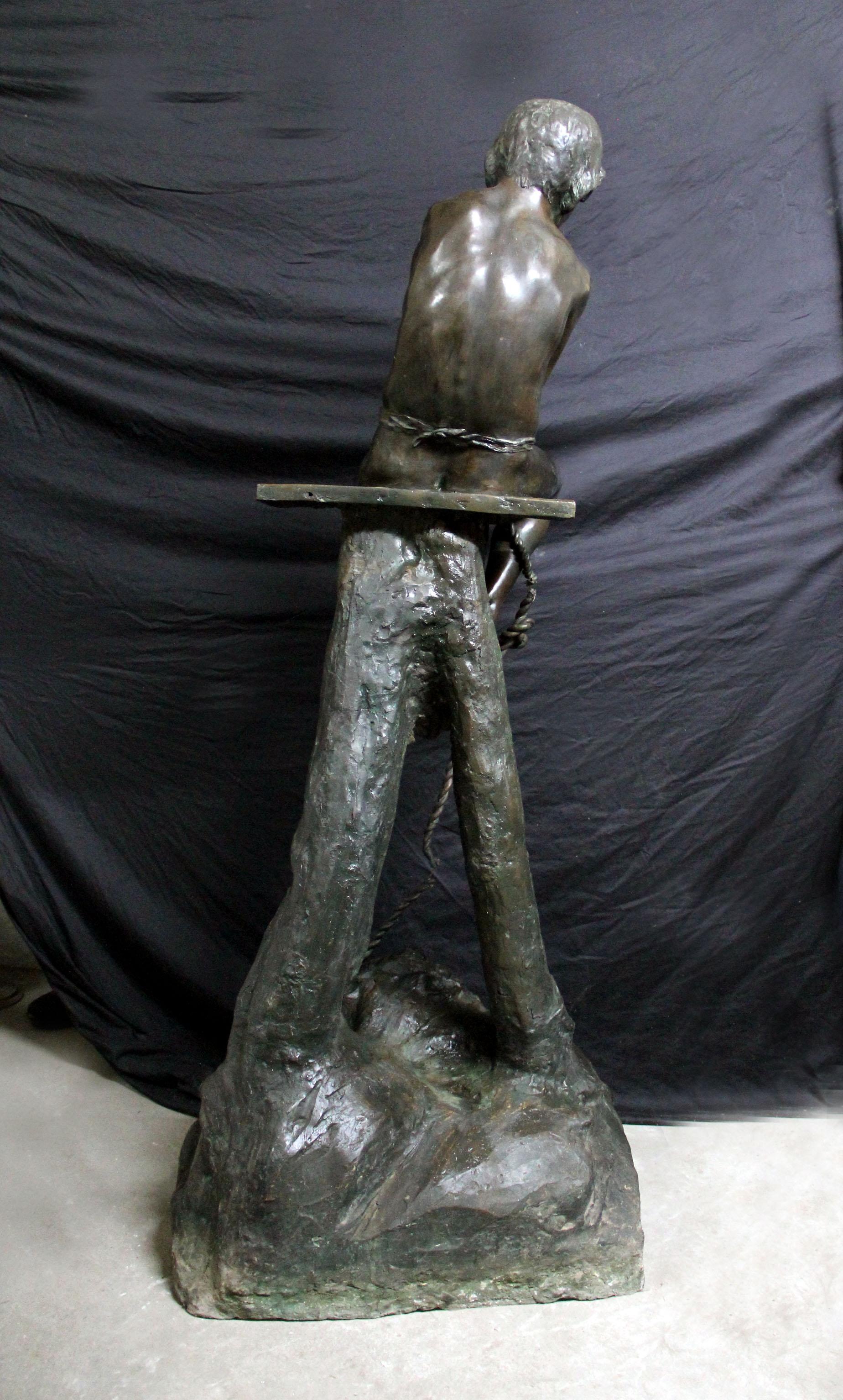 Italian Exceptional Early 20th Century Life Size Bronze Sculpture by Raffaele Marino For Sale