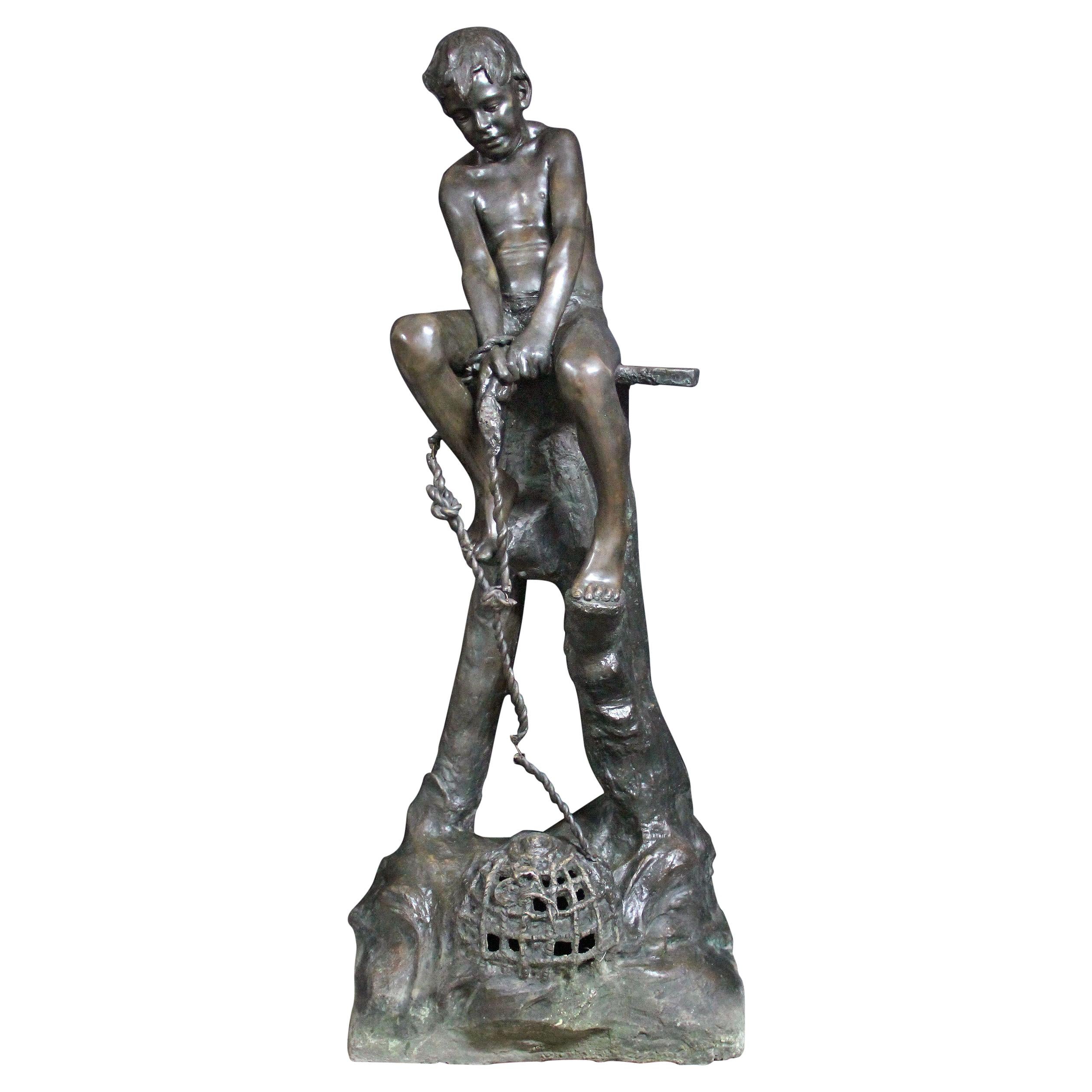 Außergewöhnliche Bronzeskulptur in Lebensgröße von Raffaele Marino aus dem frühen 20. Jahrhundert