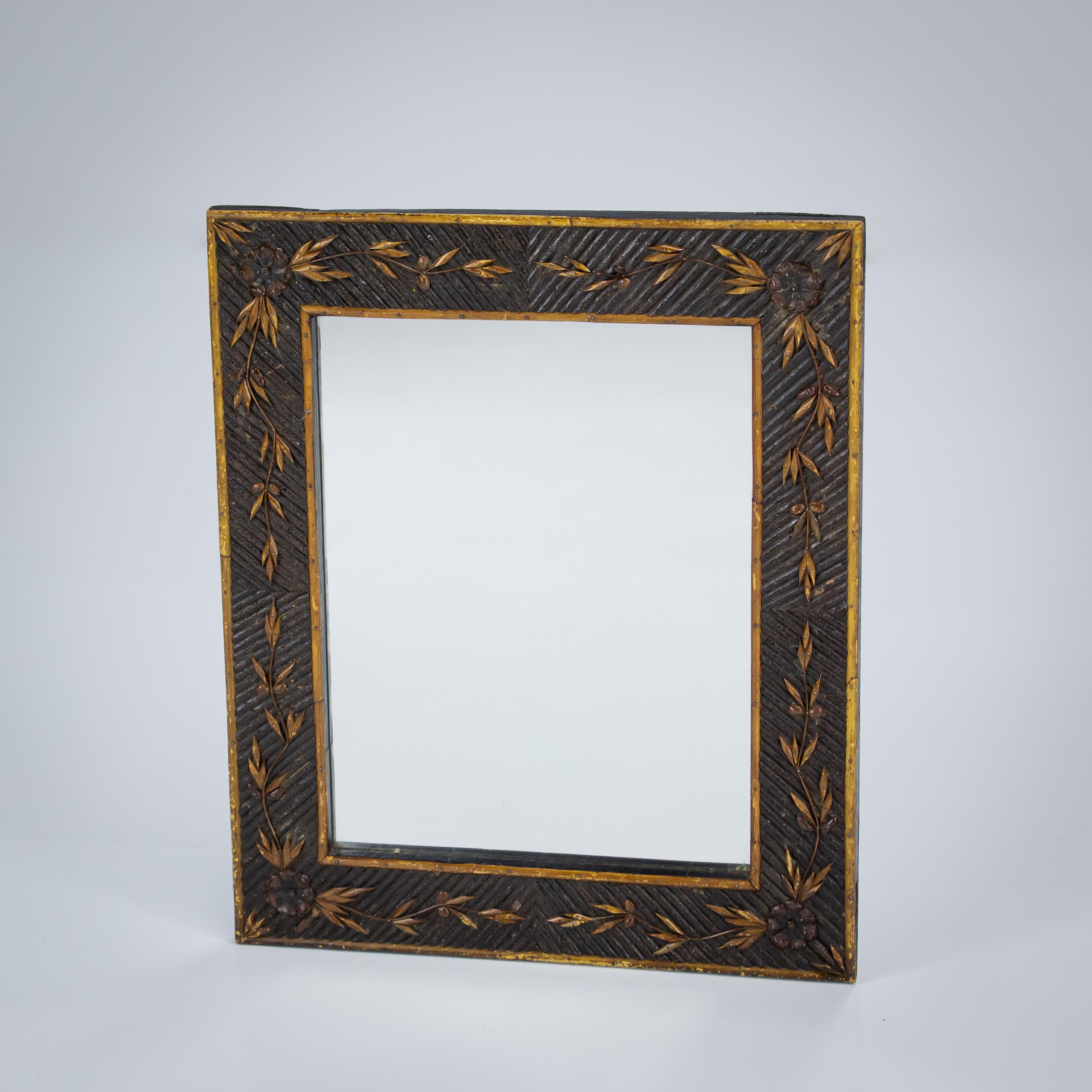 Exceptional Early 20th Century Twig Work Mirror.  In Fair Condition For Sale In Pease pottage, West Sussex