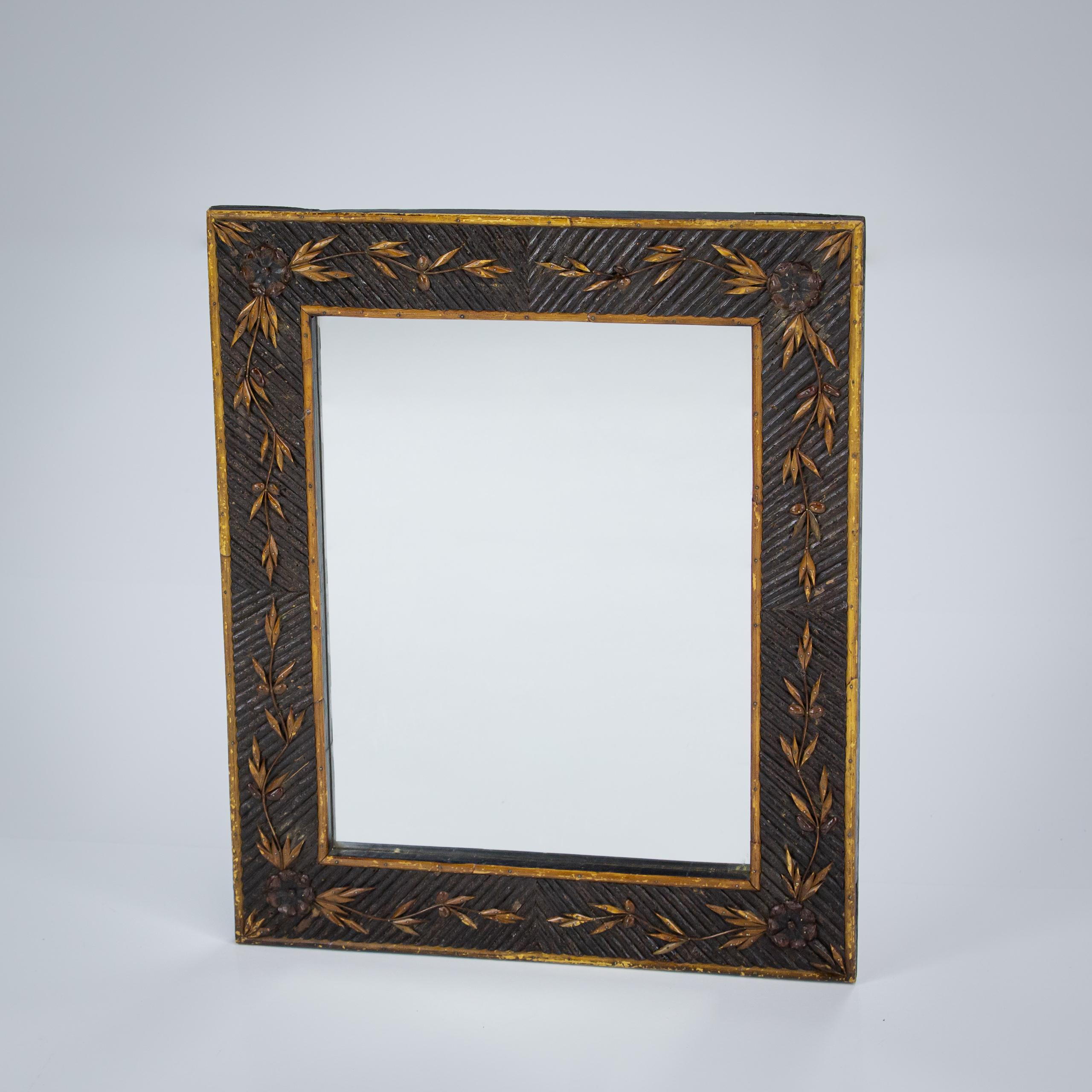 Exceptional Early 20th Century Twig Work Mirror. In Fair Condition In Pease pottage, West Sussex