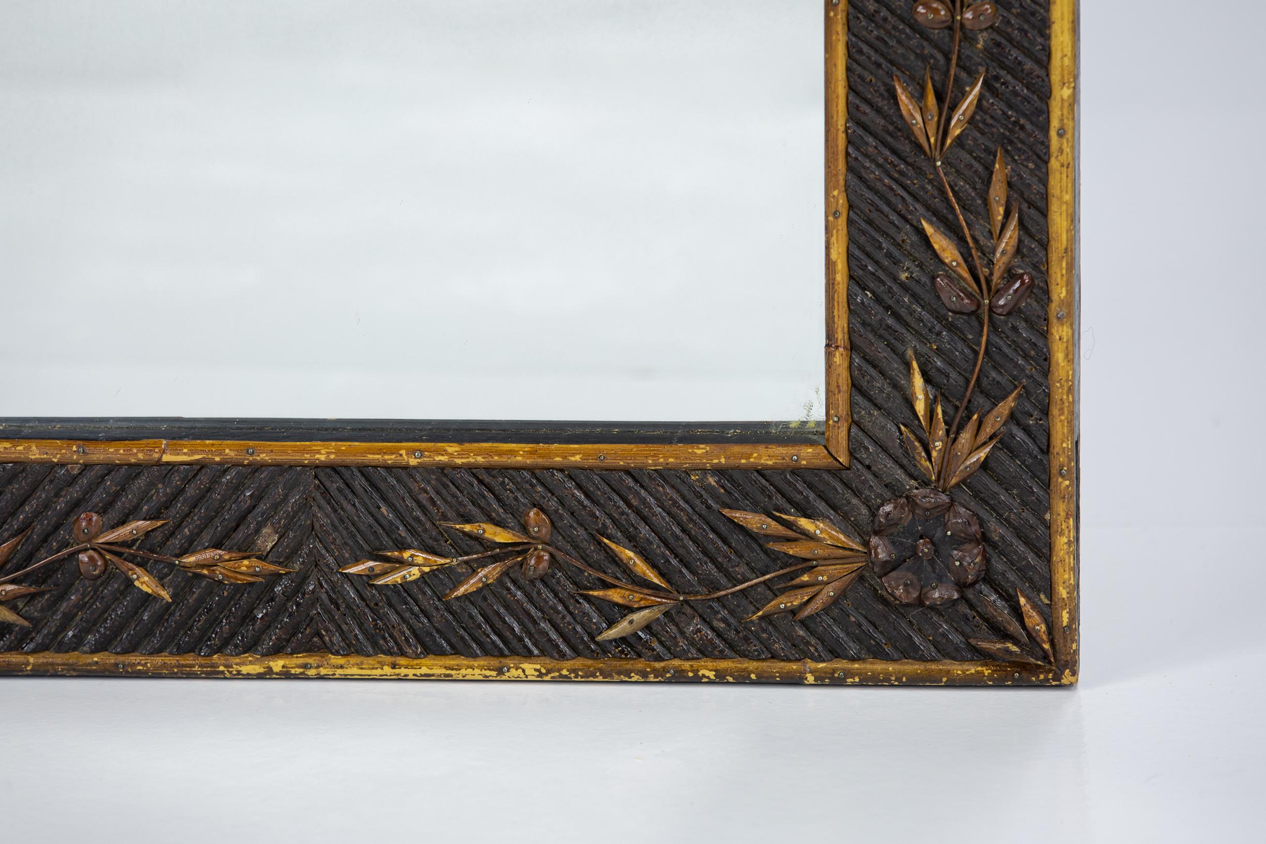 Exceptional Early 20th Century Twig Work Mirror. 1