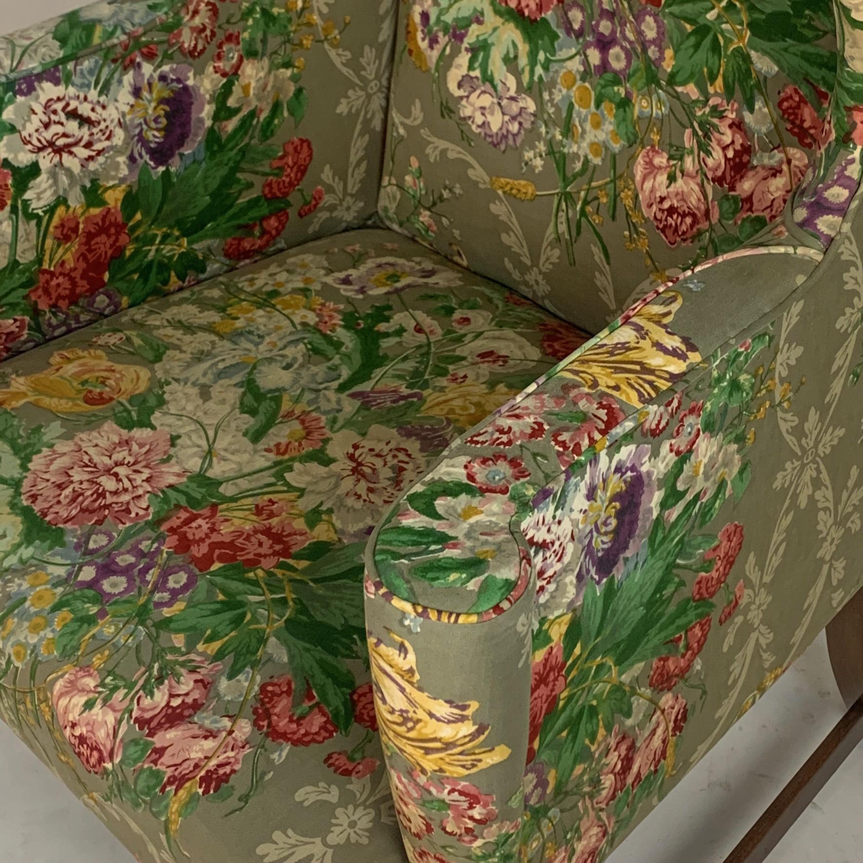 Exceptional Early American Wingback Chairs with Stunning Floral Upholstery 8