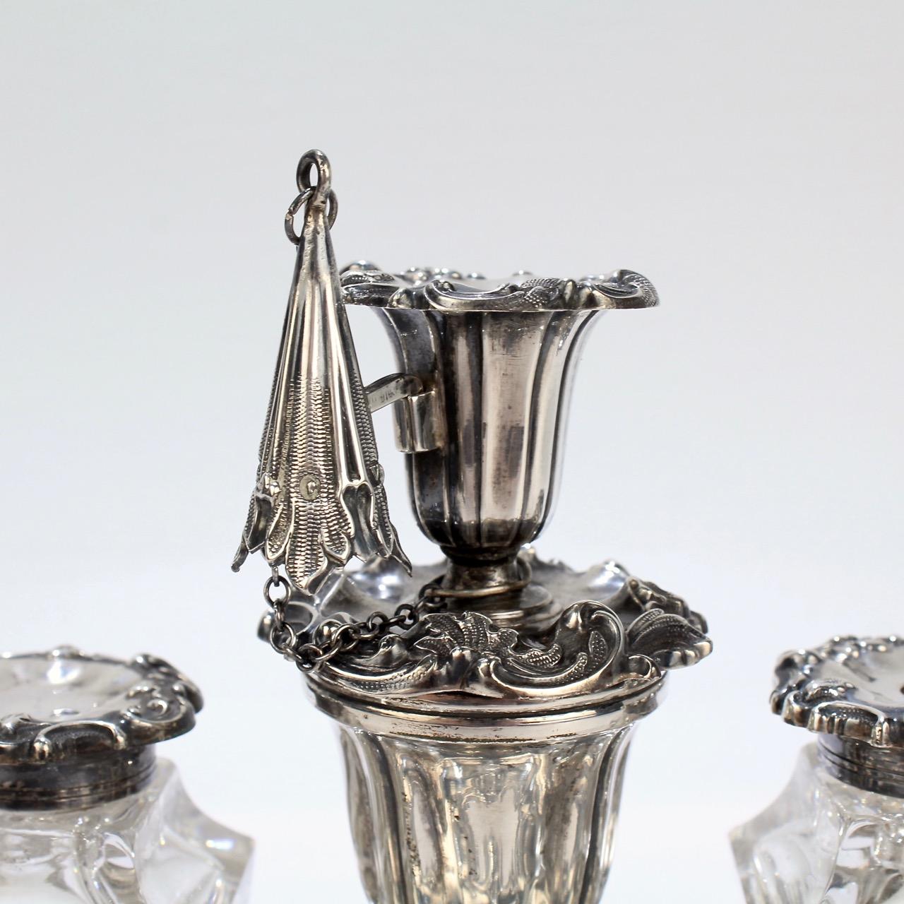 Exceptional Early Victorian English Sterling Silver Inkstand by Henry Wilkinson For Sale 5