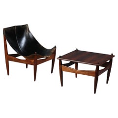  Fauteuil et table Illum Wikkelso Mod « 272 » pour C.F. Suède - Christiansen 1960