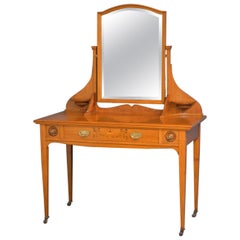 Antique Exceptional Edwardian Lacewood Dressing Table