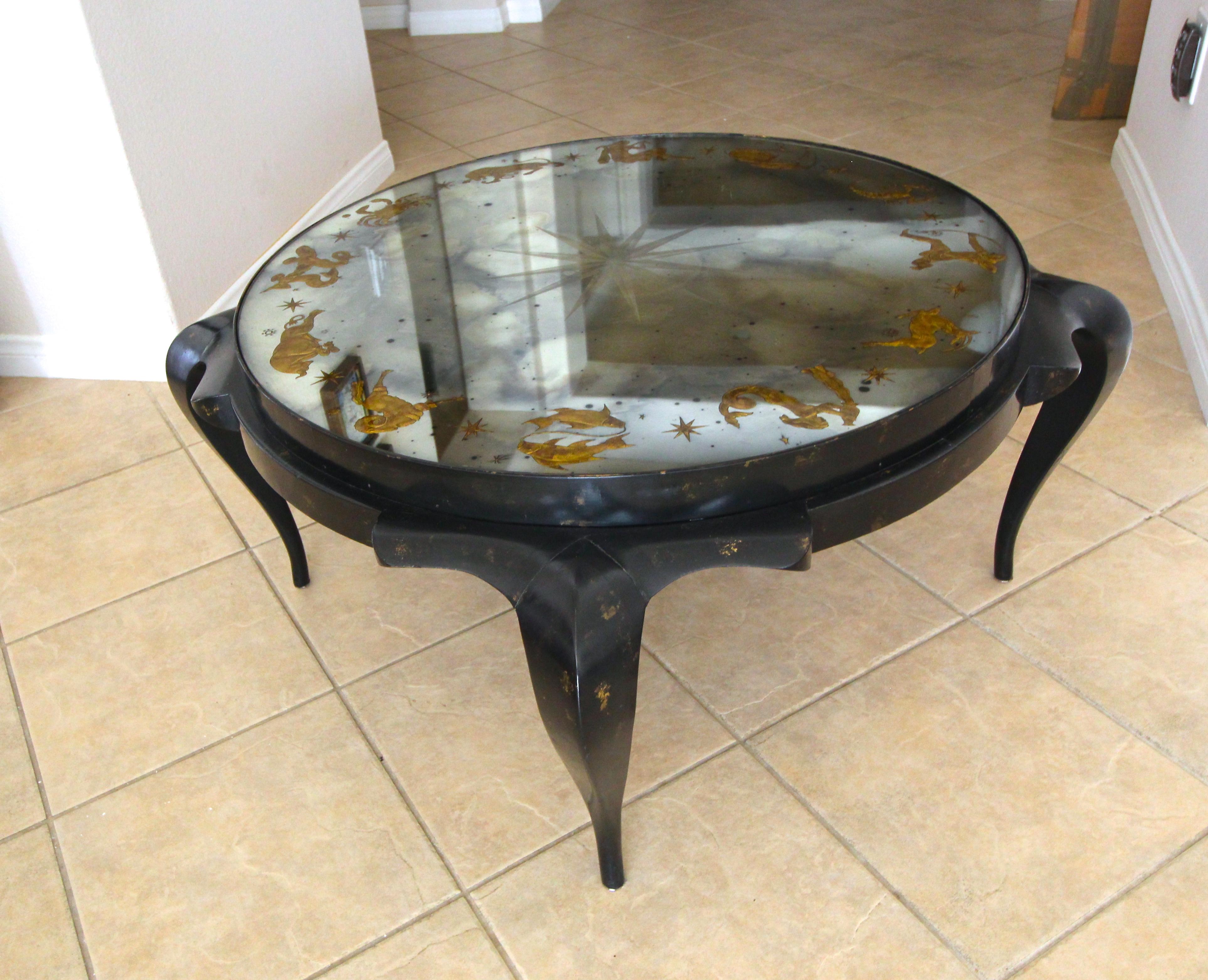 Exceptional Eglomise Zodiac Cocktail Table by Harriton 3