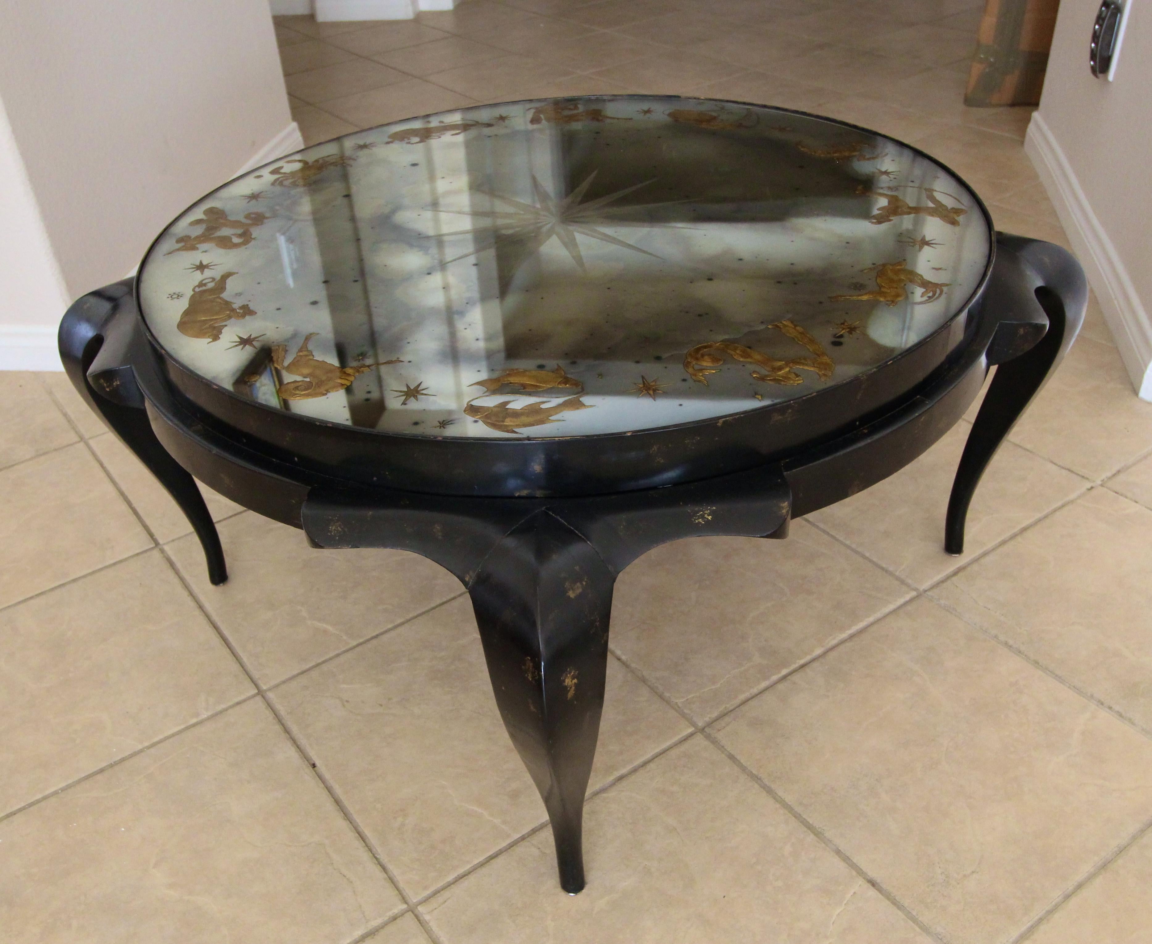 Exceptional Eglomise Zodiac Cocktail Table by Harriton 13