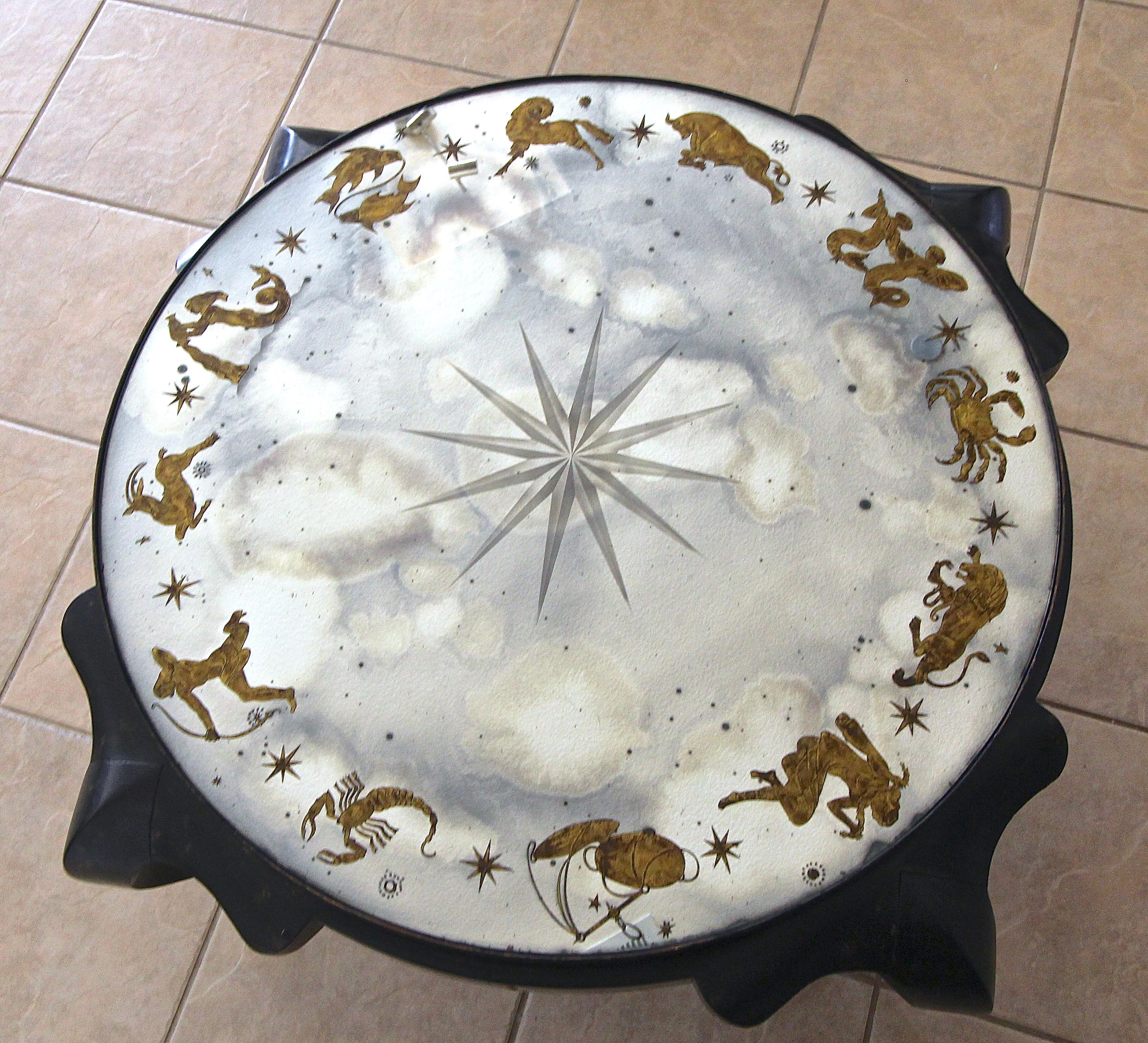 Exceptional Eglomise Zodiac Cocktail Table by Harriton 1