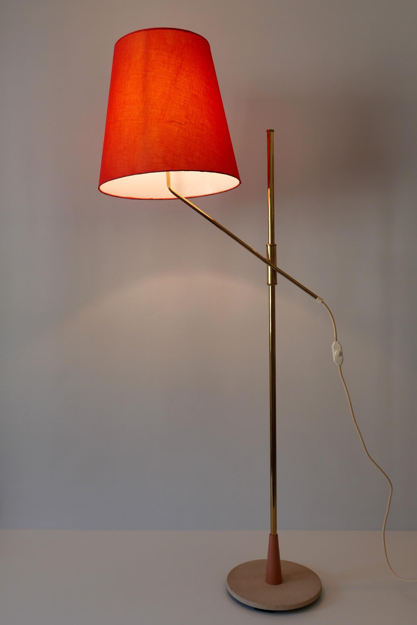 Außergewöhnliche, elegante und verstellbare Mid-Century-Modern-Stehlampe, 1950er Jahre, Deutschland im Angebot 6