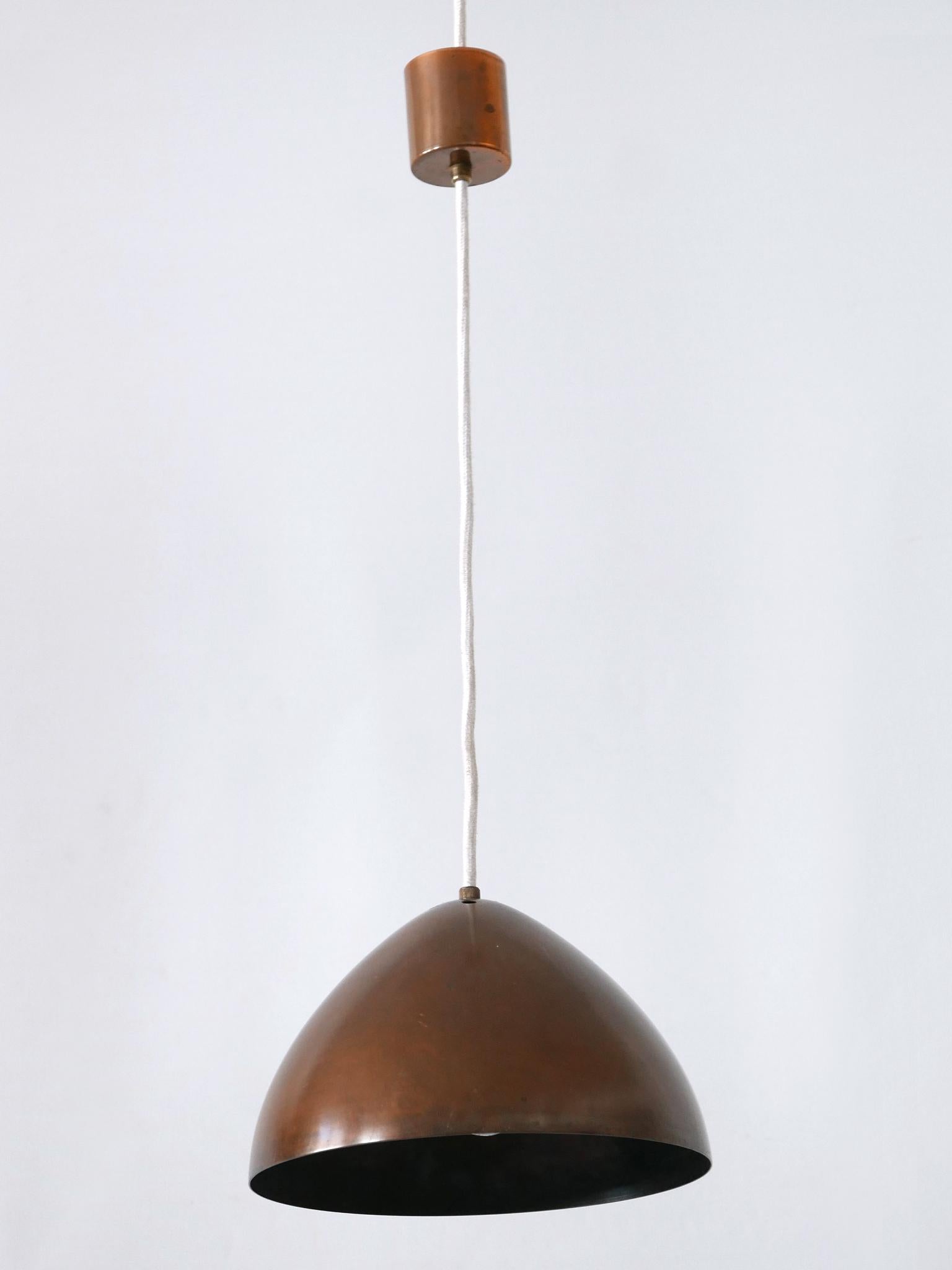 Exceptional & Elegant Mid Century Modern Copper Pendant Lamp Finland 1950s For Sale 7
