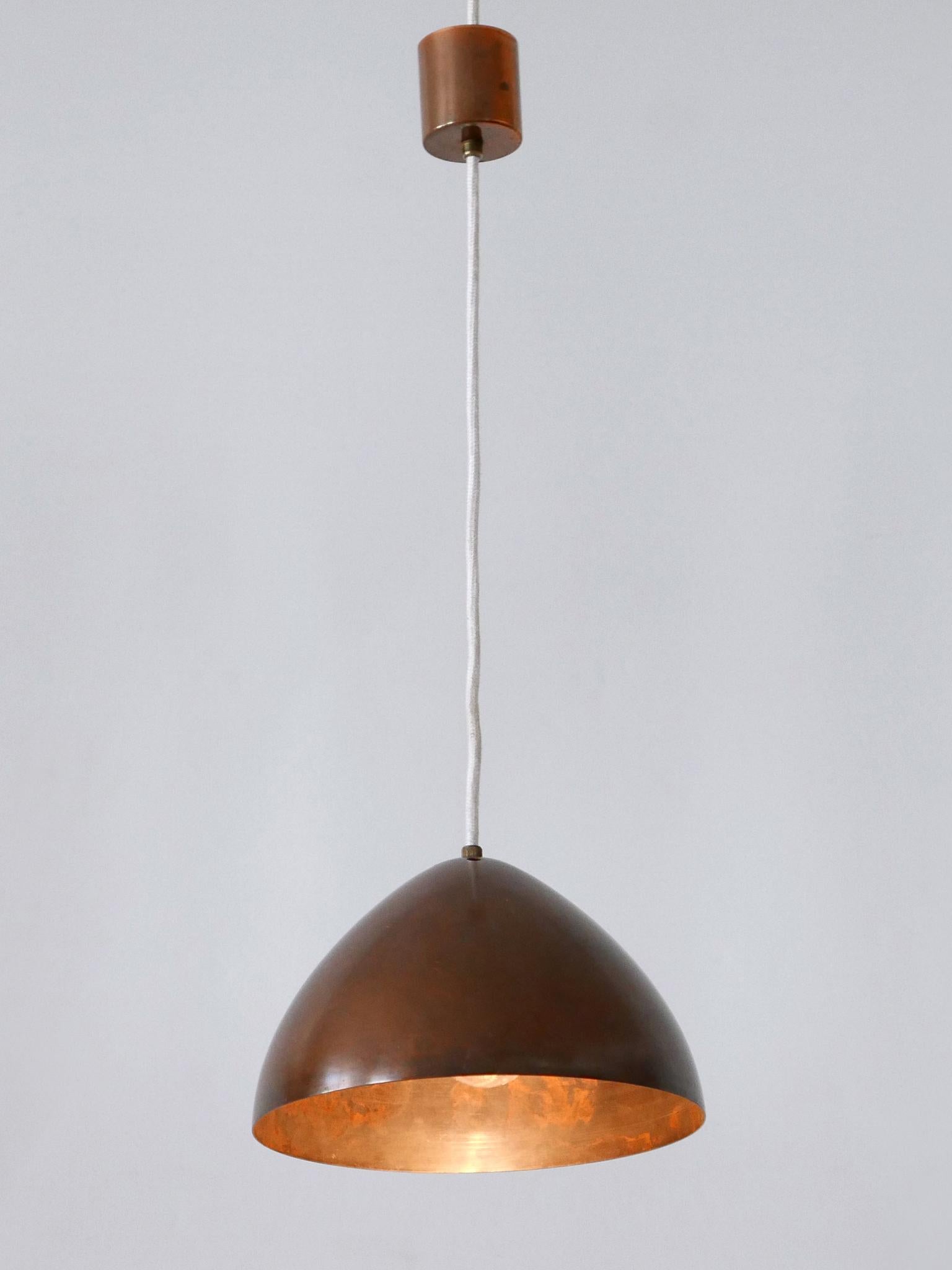 Exceptional & Elegant Mid Century Modern Copper Pendant Lamp Finland 1950s For Sale 8