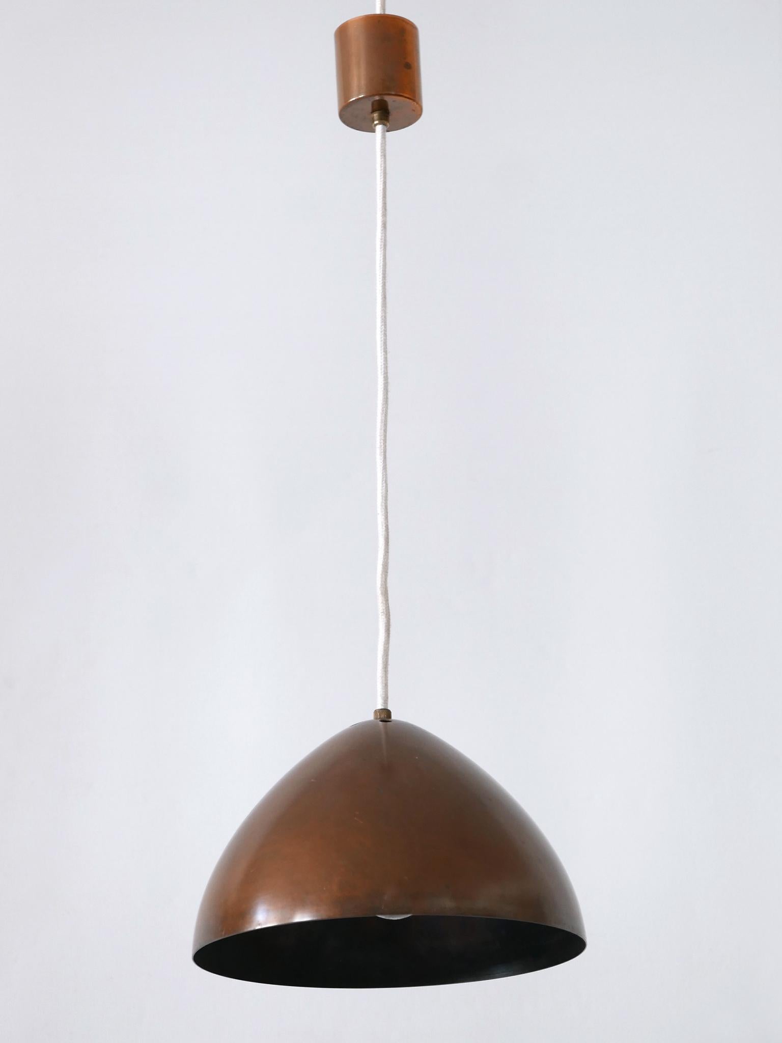 Exceptional & Elegant Mid Century Modern Copper Pendant Lamp Finland 1950s For Sale 9