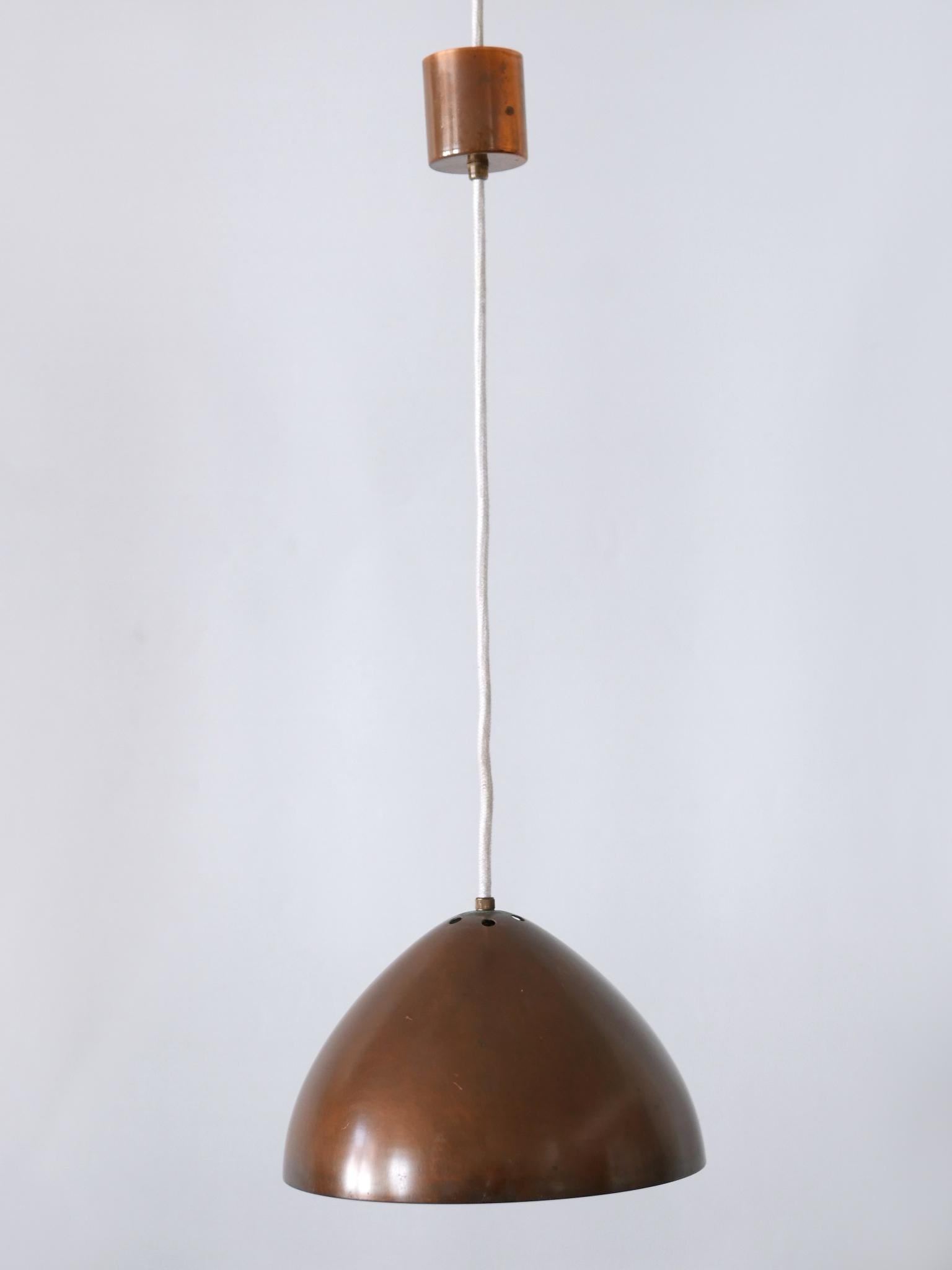 Exceptional & Elegant Mid Century Modern Copper Pendant Lamp Finland 1950s For Sale 1