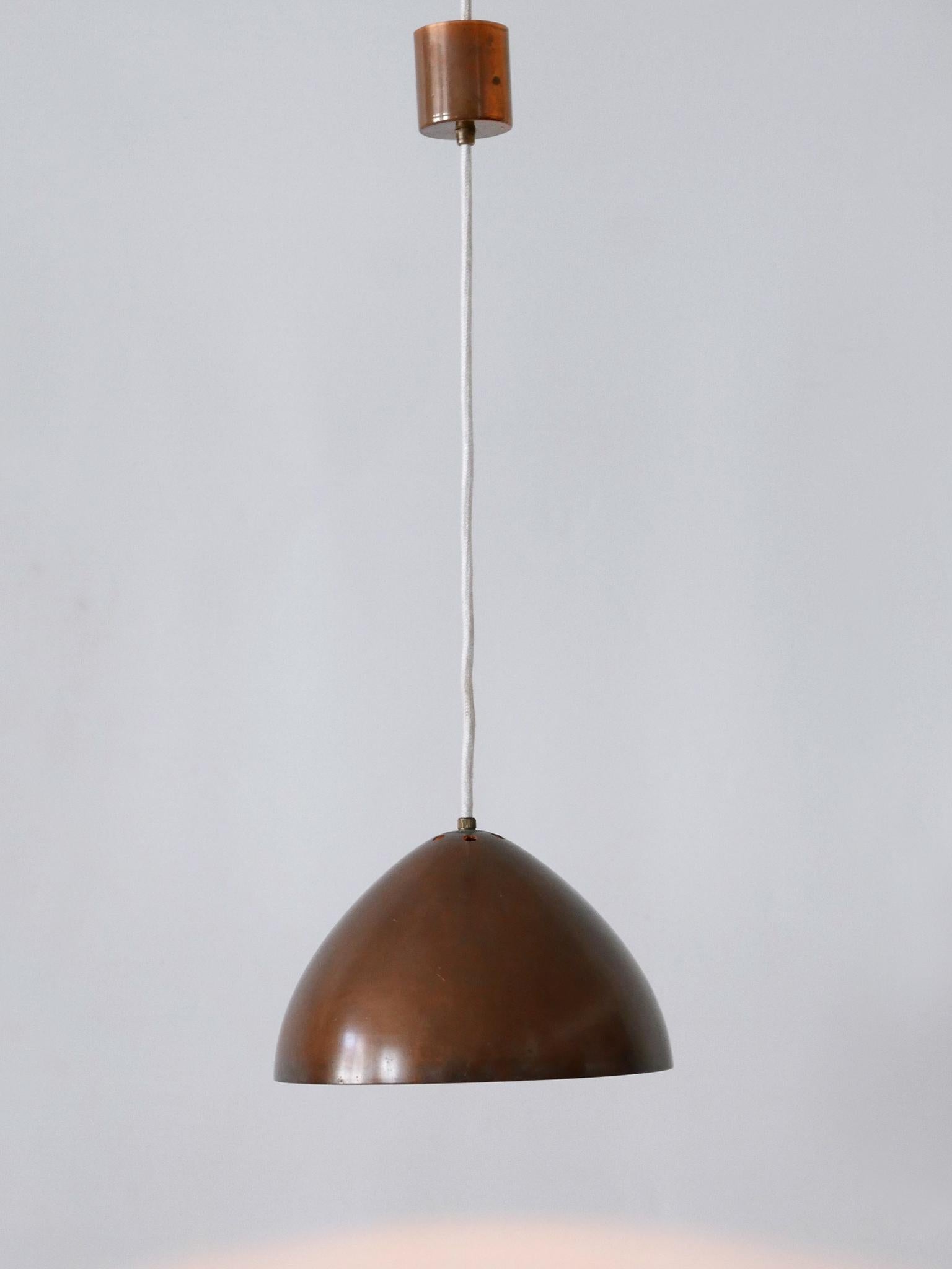 Exceptional & Elegant Mid Century Modern Copper Pendant Lamp Finland 1950s For Sale 2