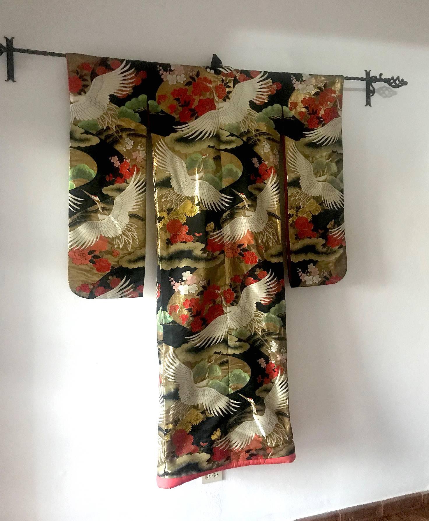 Art Deco Exceptional Embroidered Brocade Vintage Japanese Ceremonial Kimono