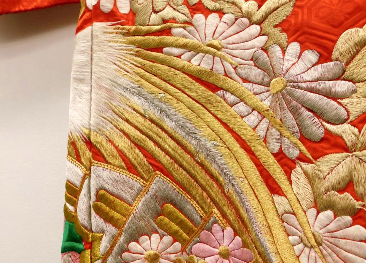 Brocade Exceptional Embroidered Japanese Ceremonial Kimono For Sale