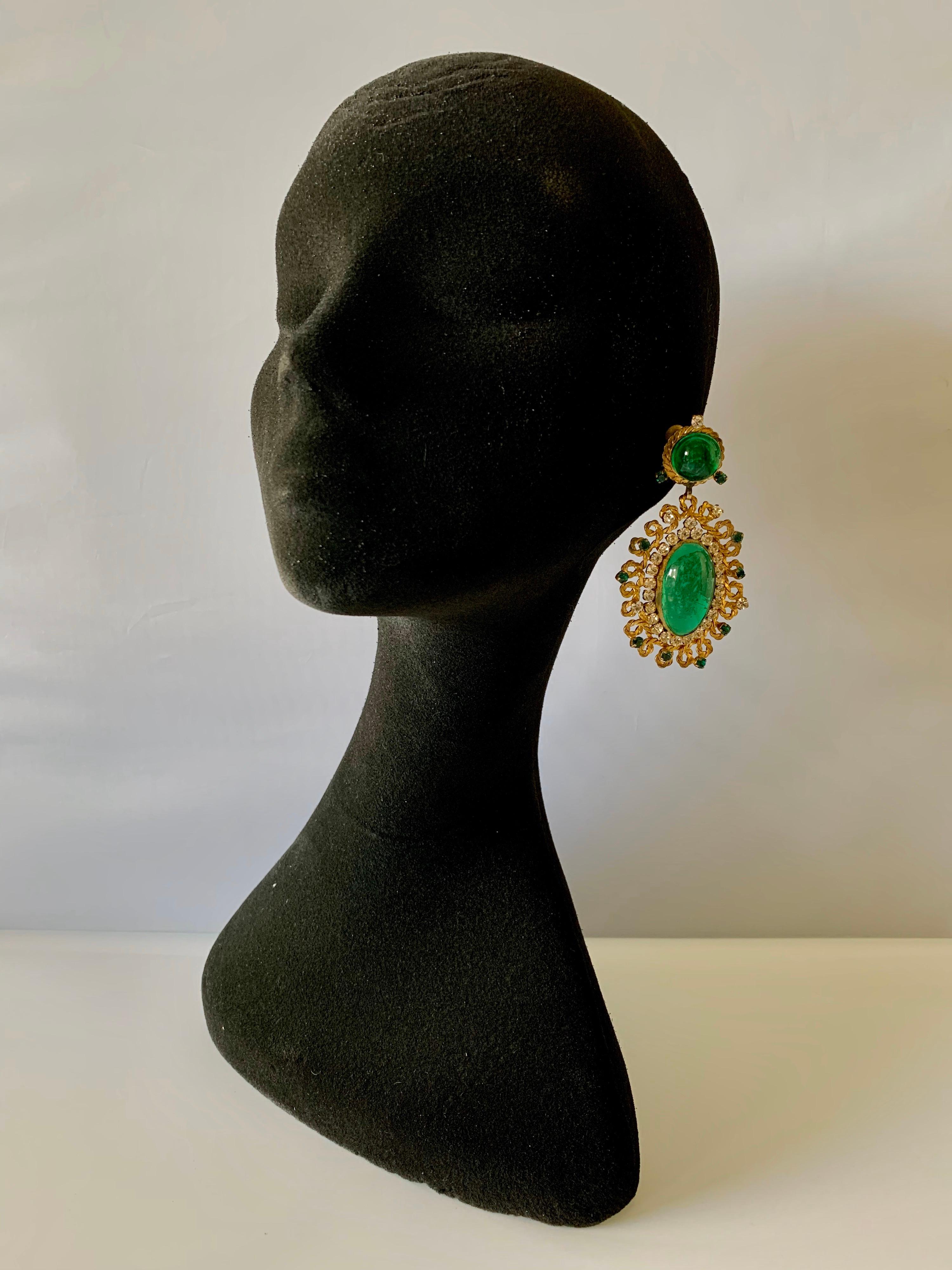 emerald statement earrings