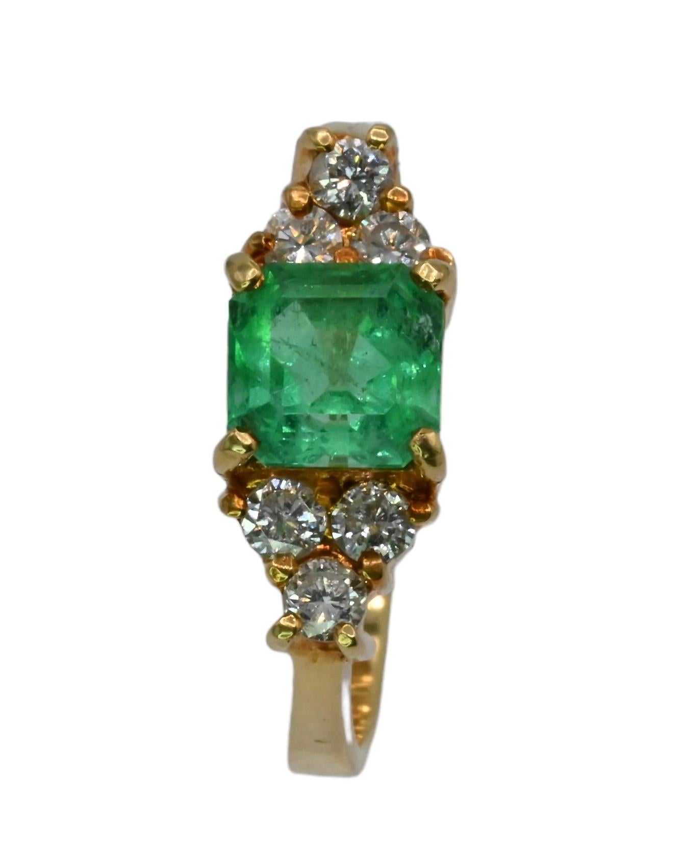 Emerald Cut Exceptional Emerald & Diamond Ring  For Sale