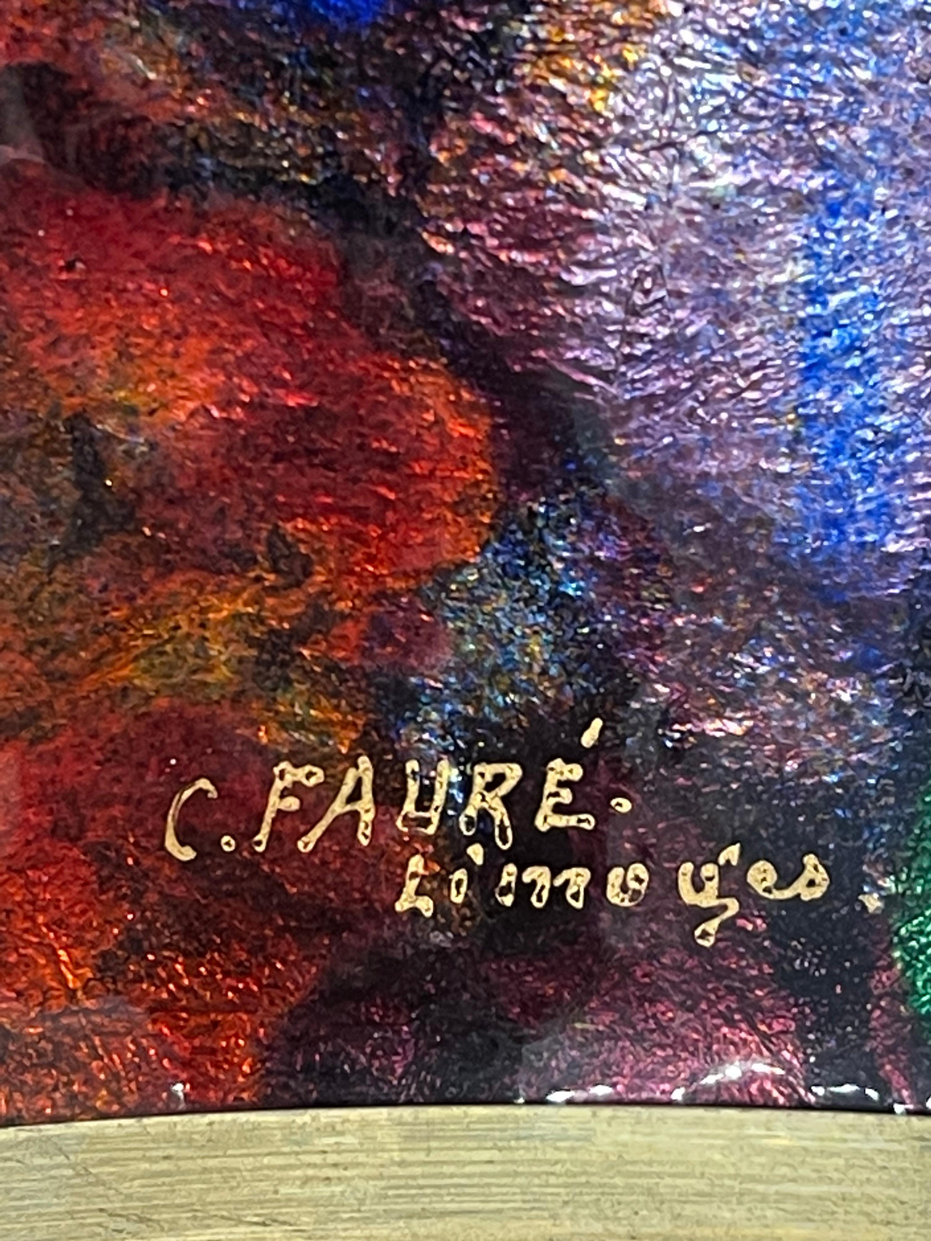 Français Exceptionnelle lampe de table émaillée de Camille Fauré, Art Déco, France en vente