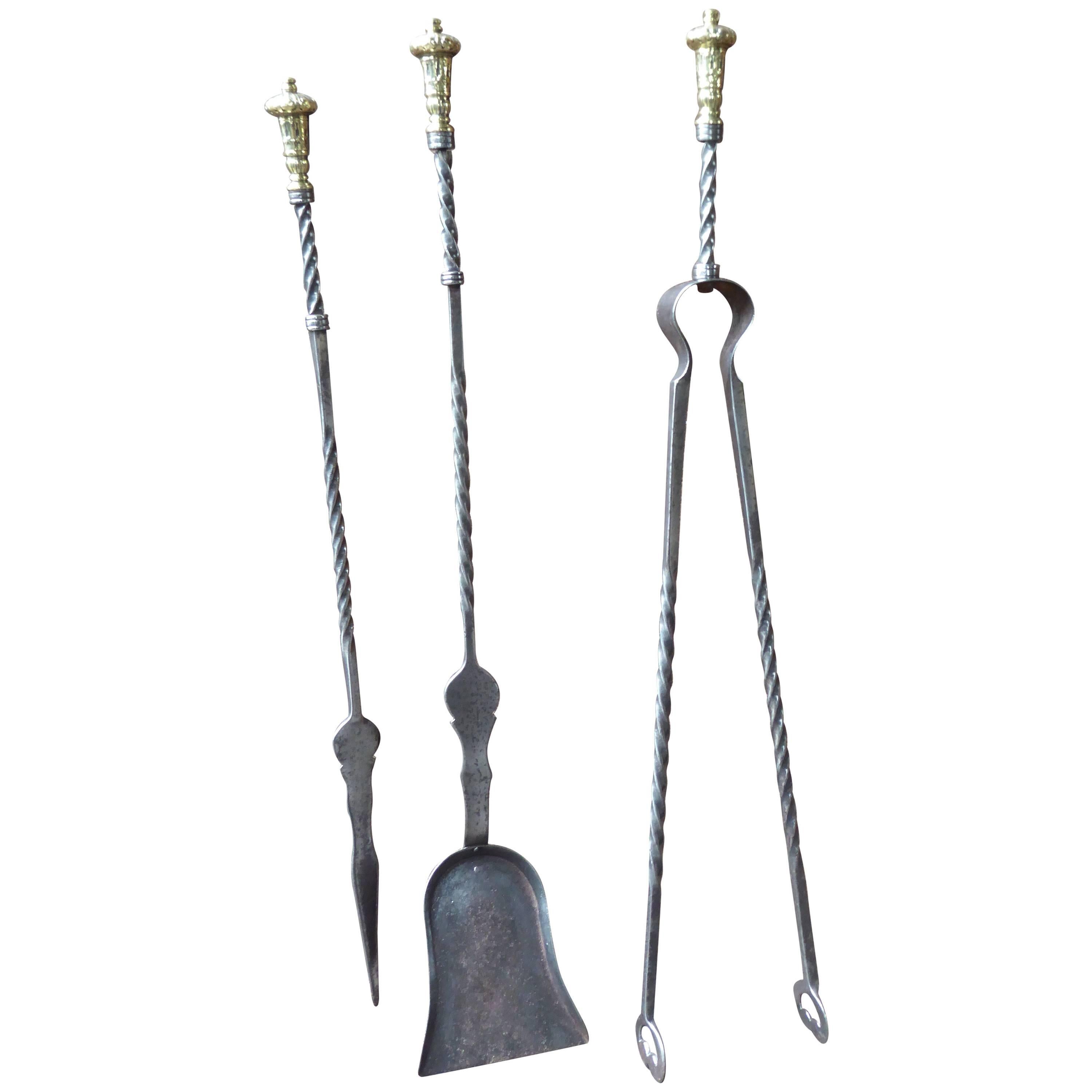 Exceptional English Art Nouveau Fireplace Tools For Sale
