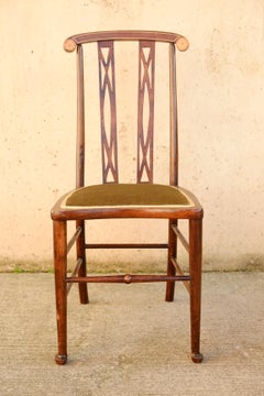 Exceptional English Inlaid Mahogany Arts & Crafts Side Chair Bedroom Chair