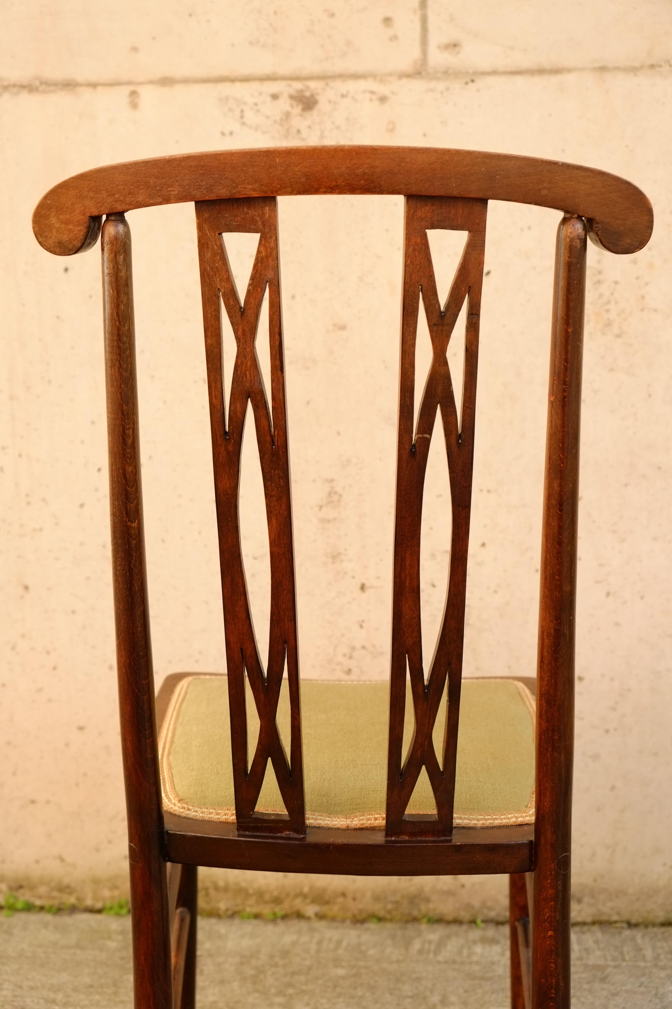 Early 20th Century Exceptional English Inlaid Mahogany Arts & Crafts Side Chair Bedroom Chair For Sale