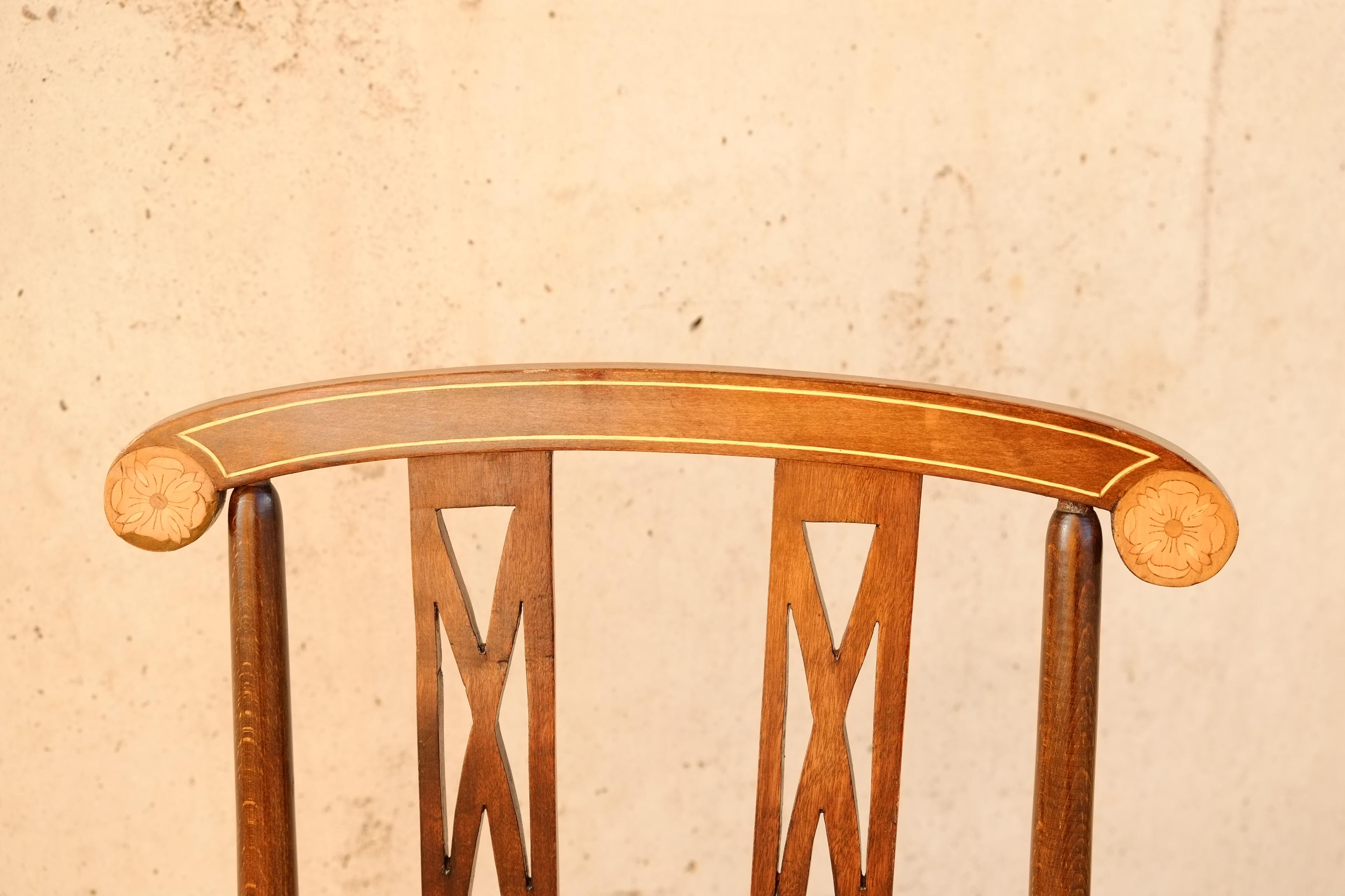 Exceptional English Inlaid Mahogany Arts & Crafts Side Chair Bedroom Chair For Sale 3