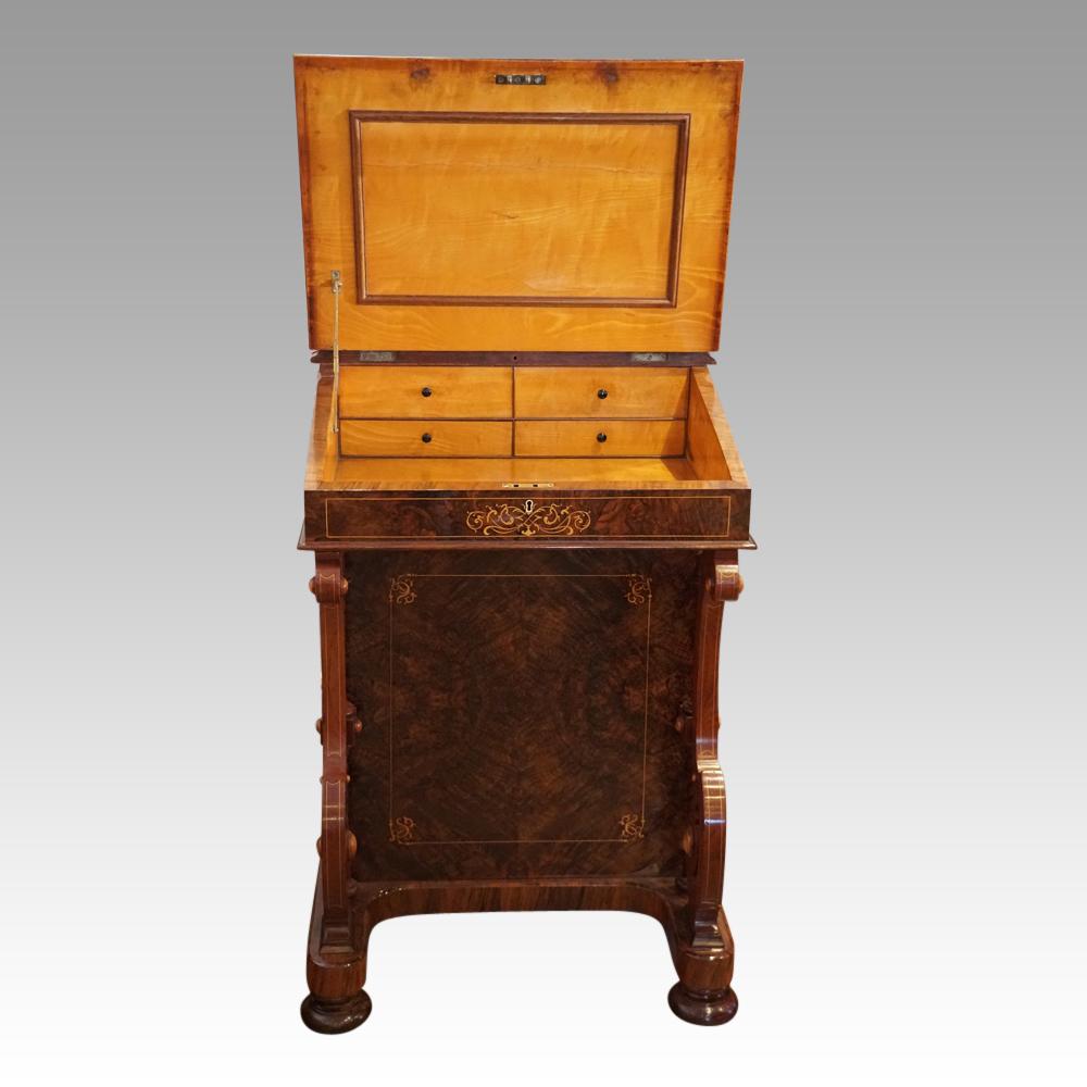 Late 19th Century Exceptional English Victorian Inlaid Walnut Davenport Desk, circa 1870