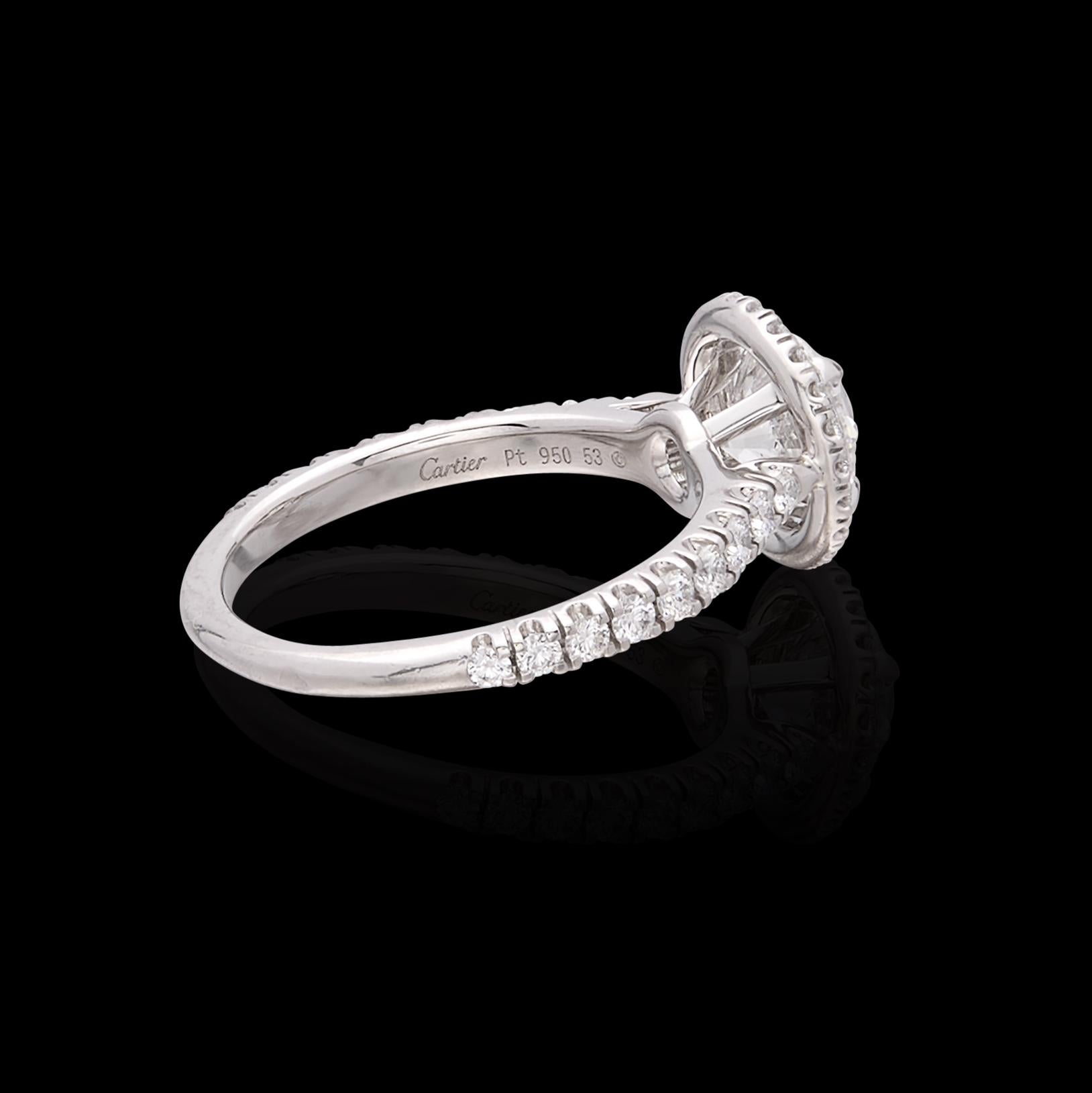 Exceptional Estate Diamond Platinum Engagement Ring by Cartier In Excellent Condition In San Francisco, CA