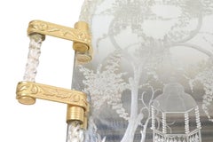 Exceptionnel plateau en verre de Murano gravé et miroitant, signé Ercole Barovier, Italie, années 1980
